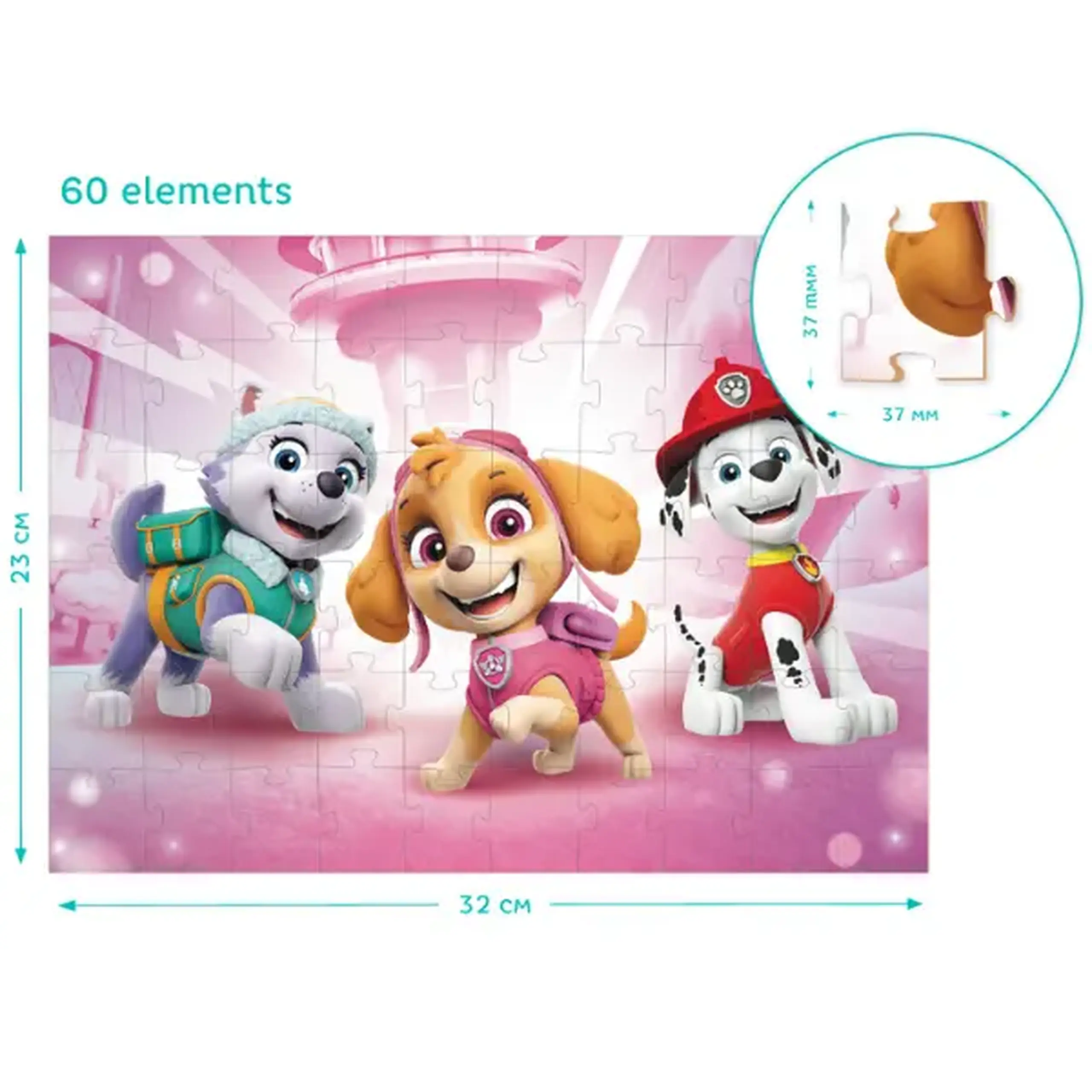 Puzzle "Everest, Skye și Marshall", seria Patrula cățelușilor, 60 elem.
