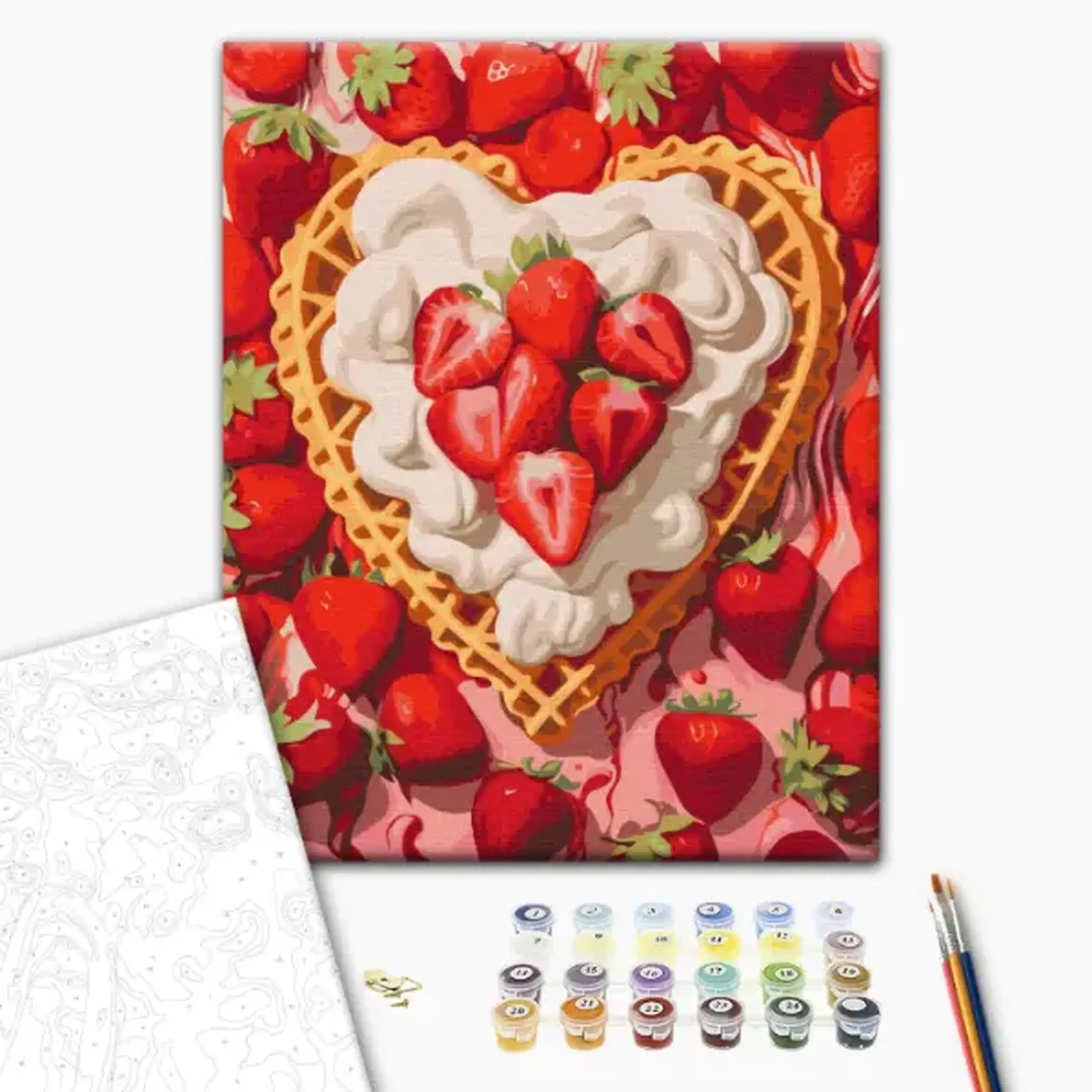 Pictură pe numere 40x50 cm (fără cutie) – Căpșuni și cremă