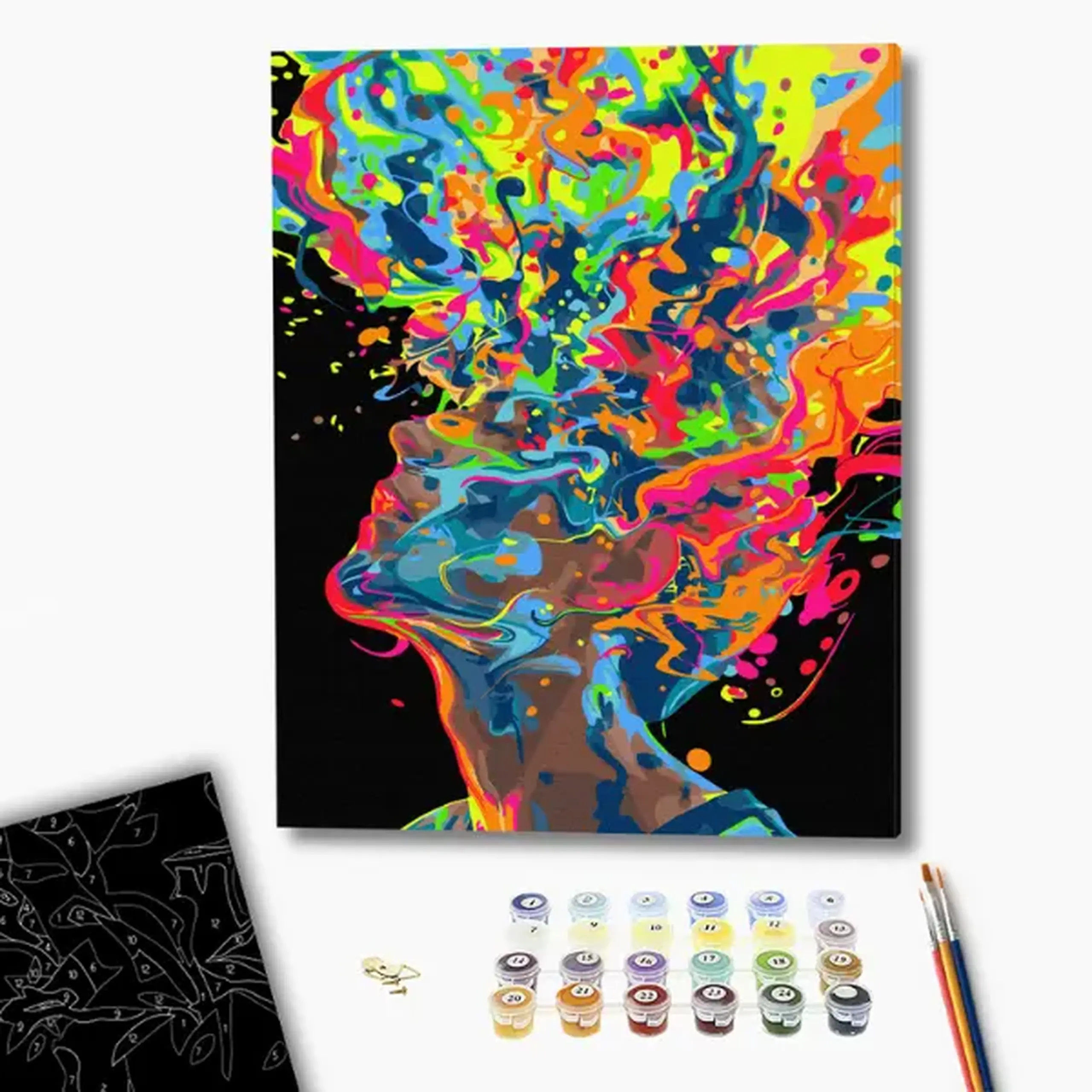 Pictură pe numere 40*50 сm (pânză neagră/fără cutie) – O explozie a creativității