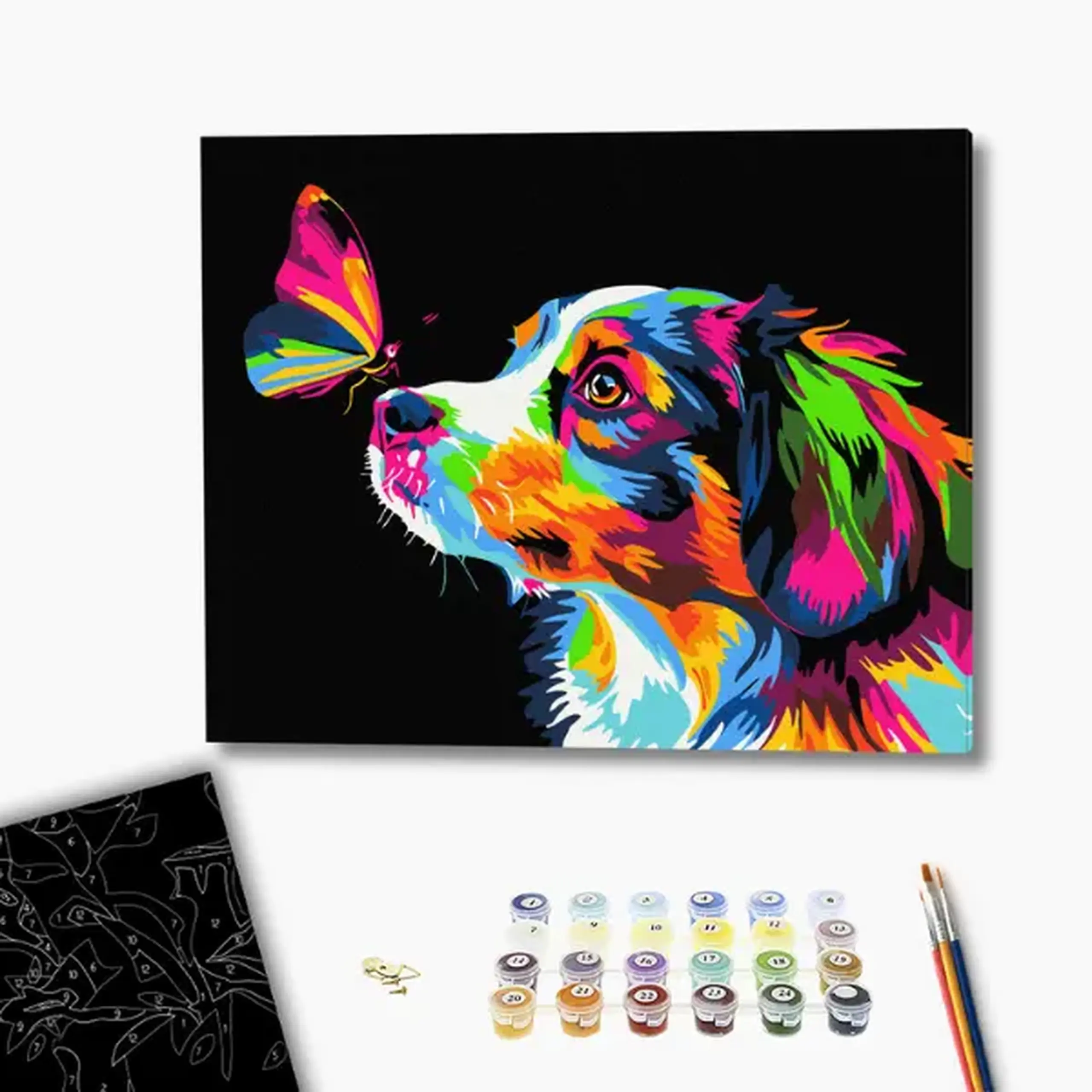 Pictură pe numere 40*50 сm (pânză neagră/fără cutie) – Atingere colorată