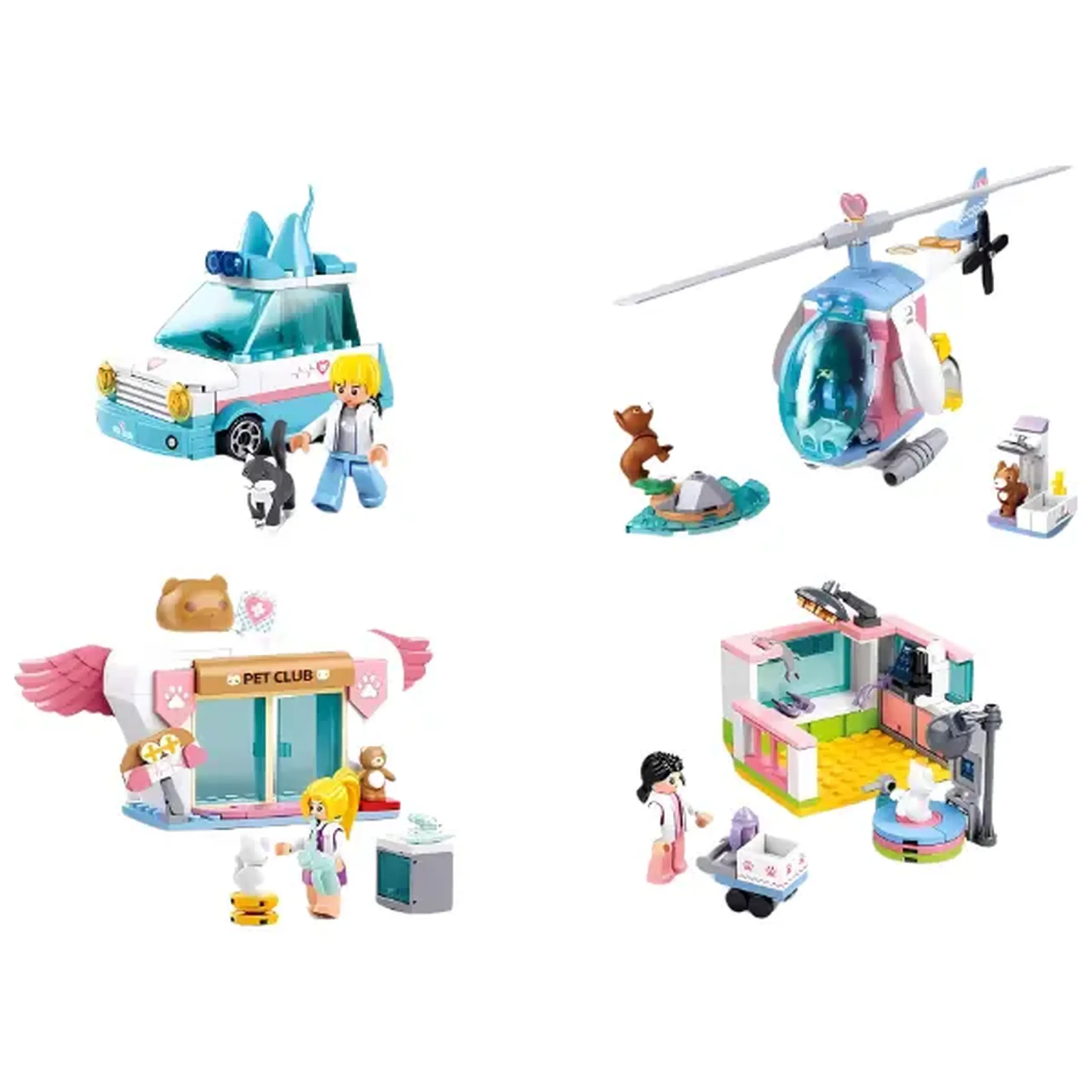 Set de construcție ”Clinica veterinară", 4 modele, de la 78 pînă la 117 elem.