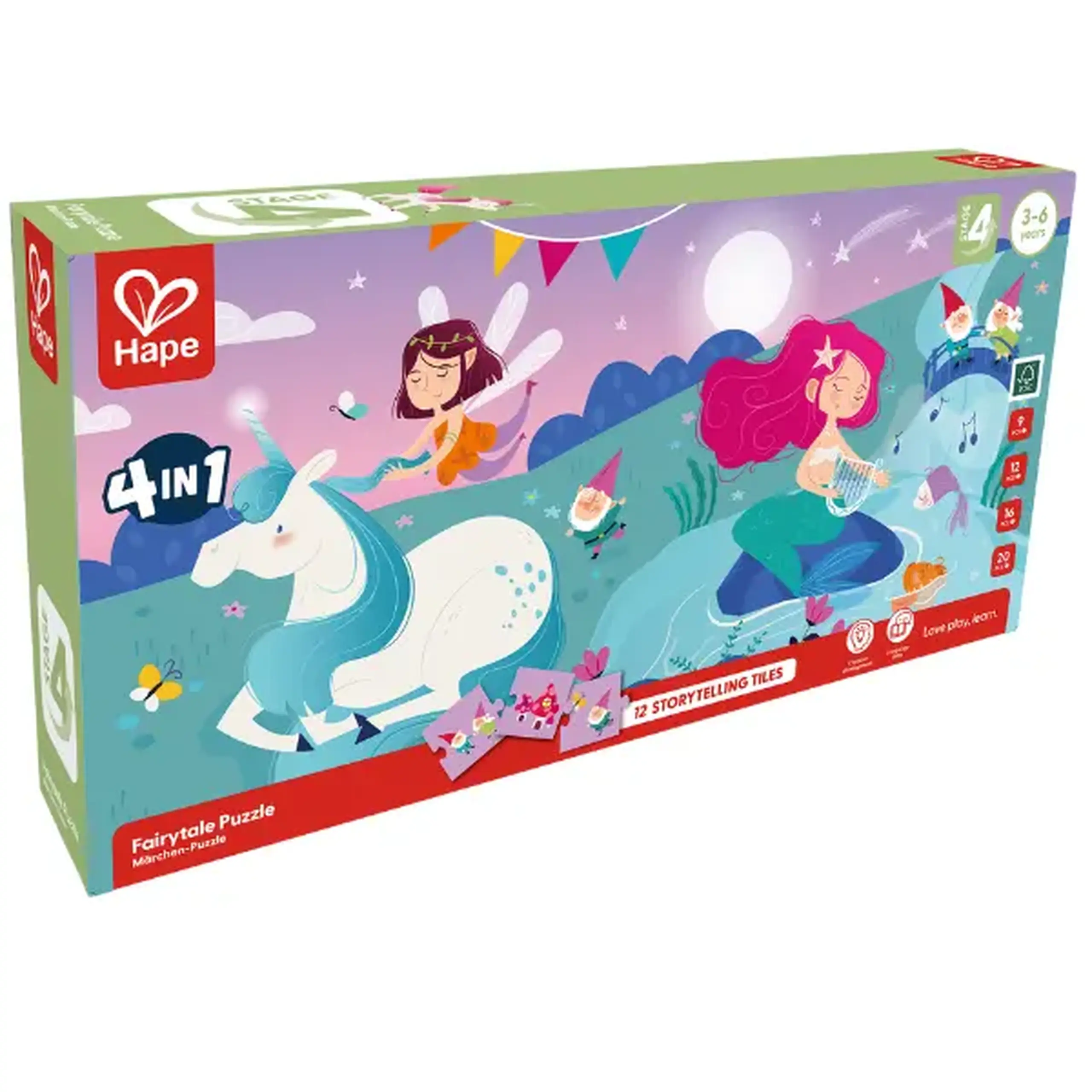 Set puzzle 4 în 1 "Poveste fermecată"