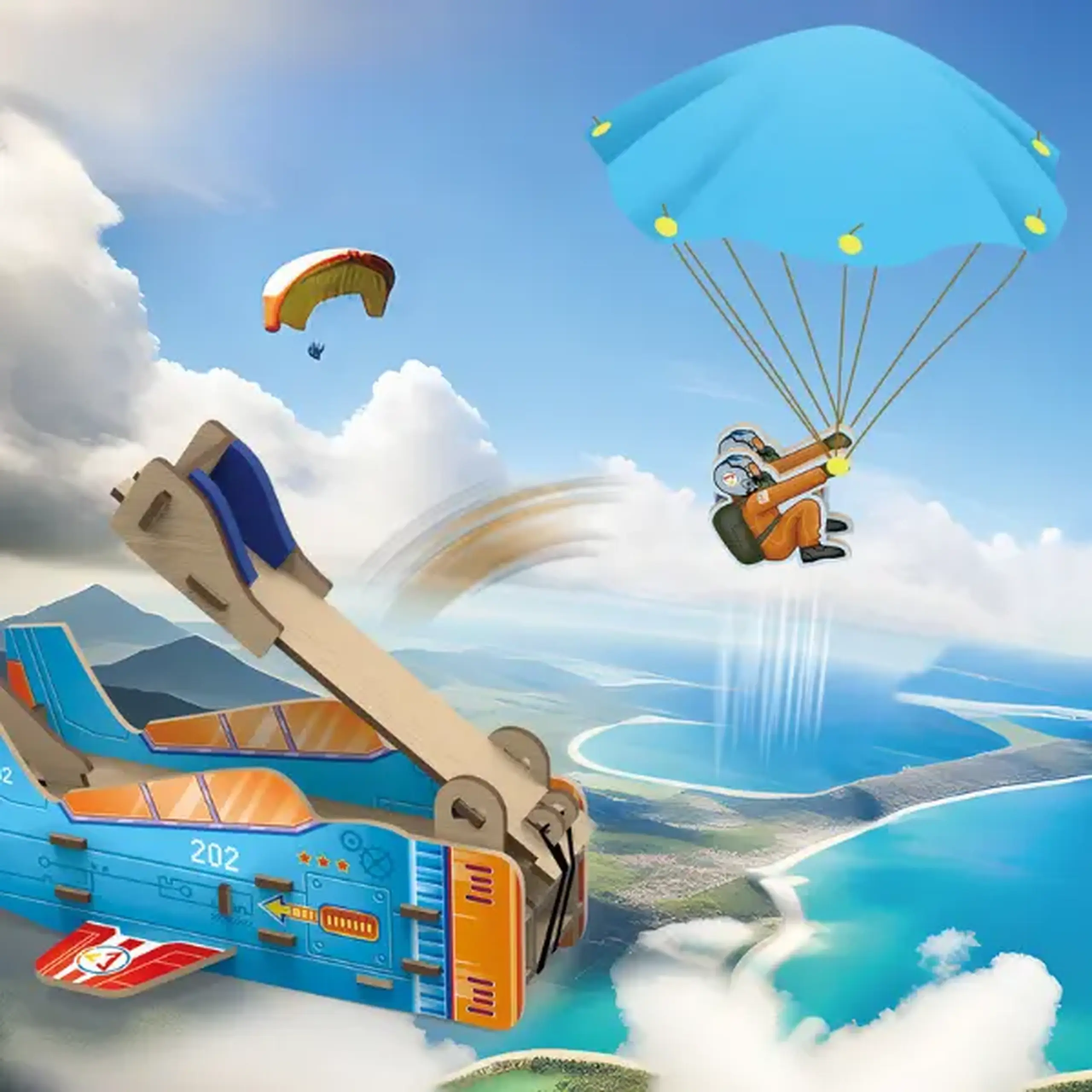 STEM Series 3D puzzle "Lansator Parașută" - studiem stabilitatea și aerodinamica, 48 elem.