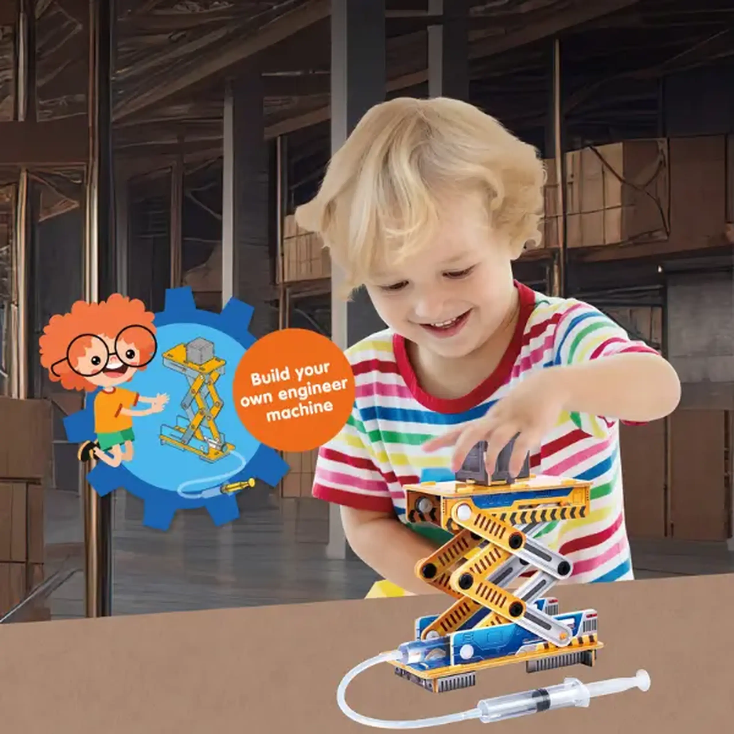 STEM Series 3D puzzle "Lift hidraulic" - studiem fizica și mecanica, 49 elem.