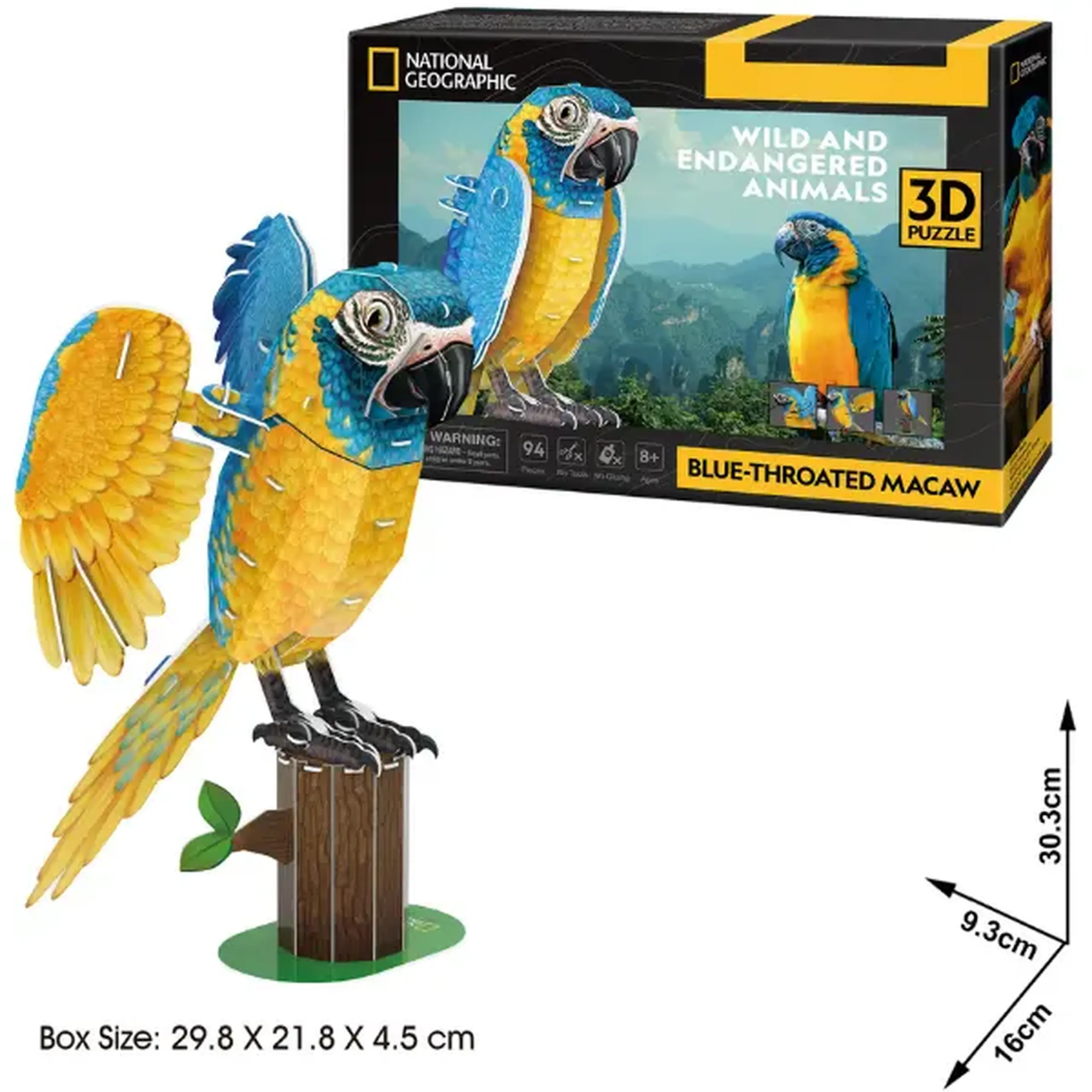 3D puzzle "Ara cu piept galben", 82 elemente