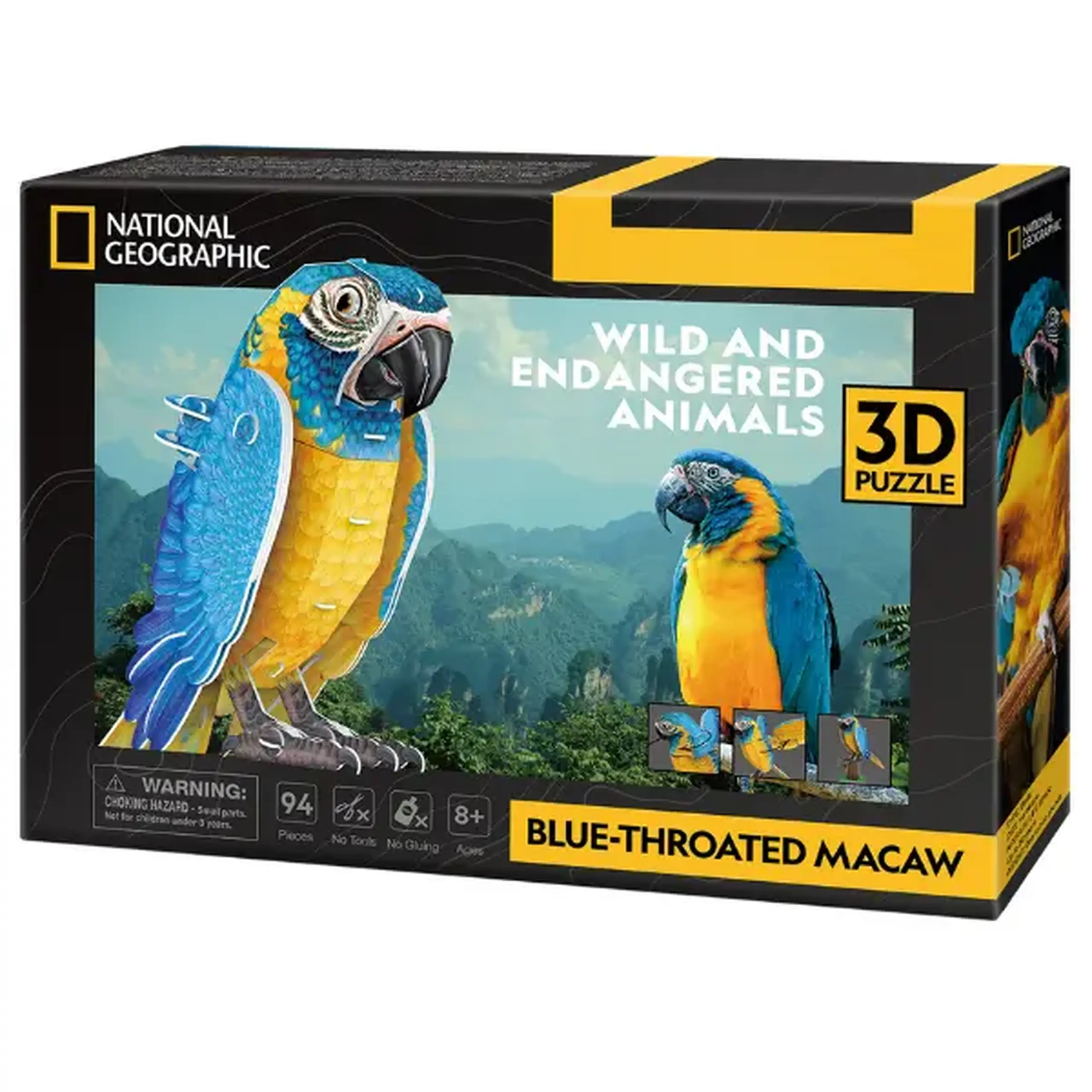 3D puzzle "Ara cu piept galben", 82 elemente