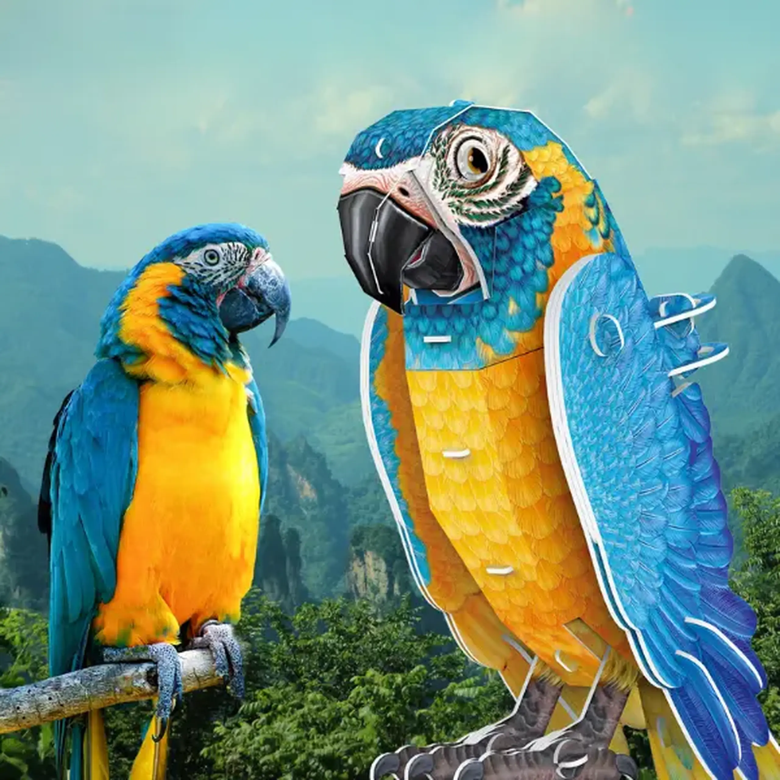 3D puzzle "Ara cu piept galben", 82 elemente