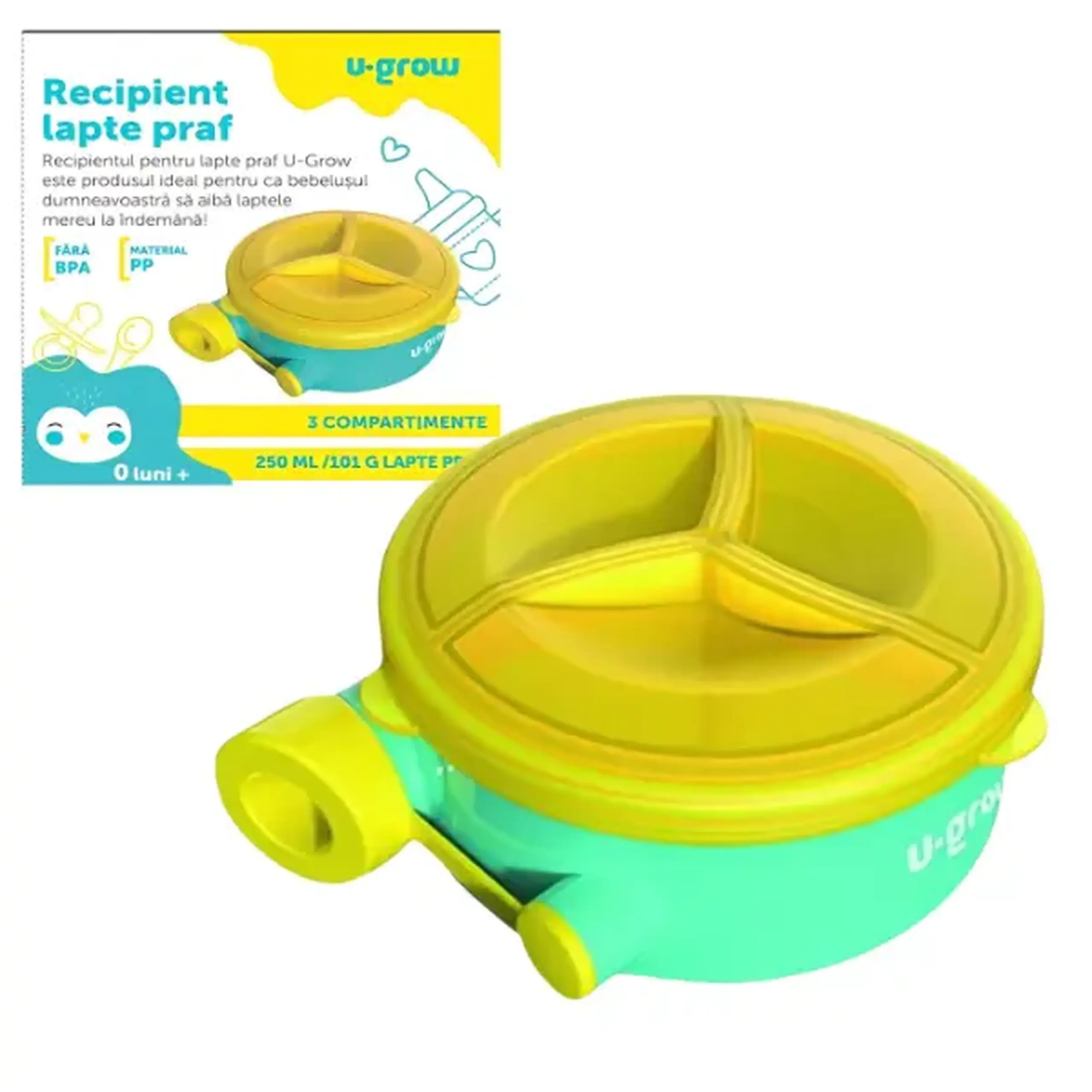 Recipient pentru Lapte Praf cu 3 Compartimente - U-Grow
