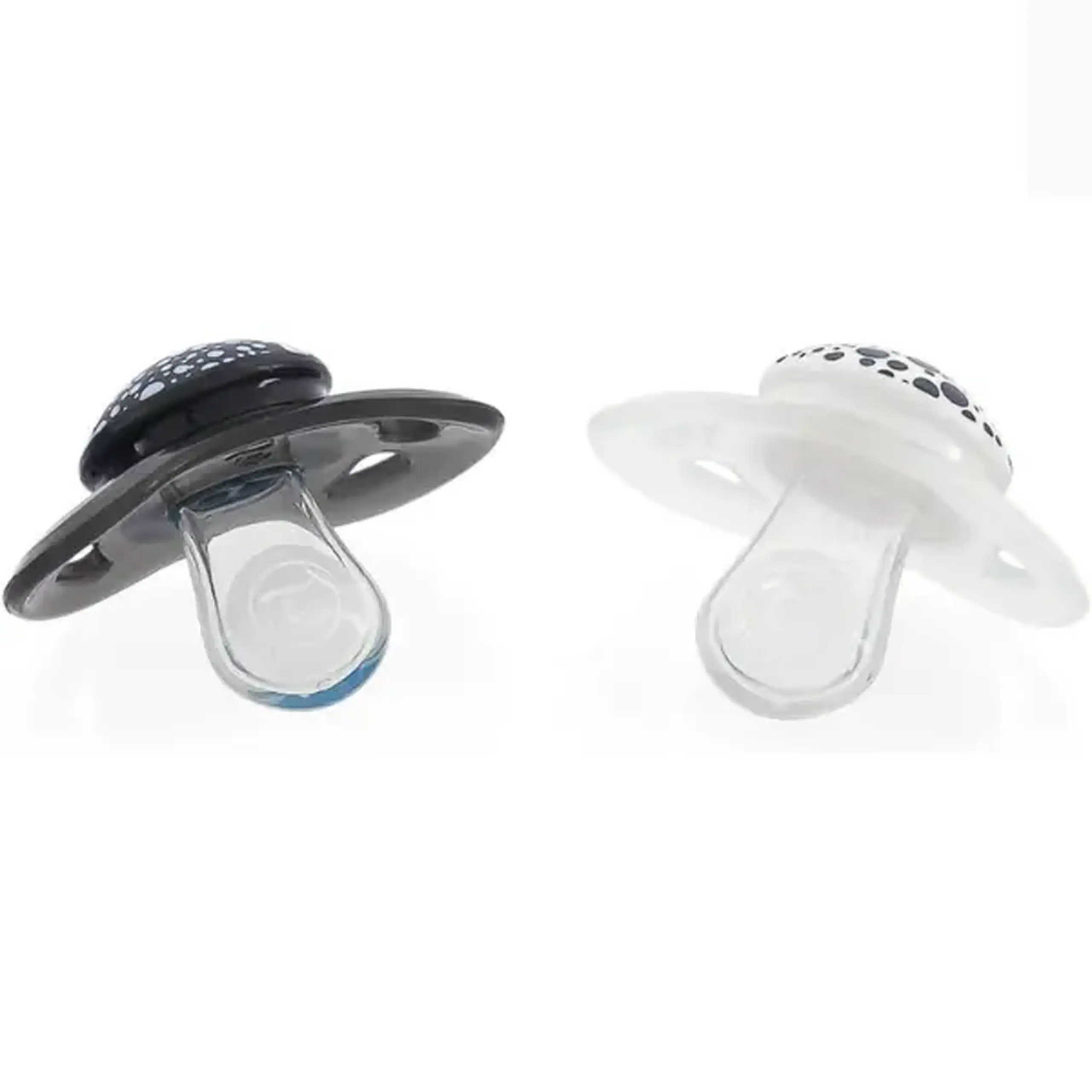 Set de 2 Suzete din Silicon în formă Ortodontică, neagră și albă, 6+ luni