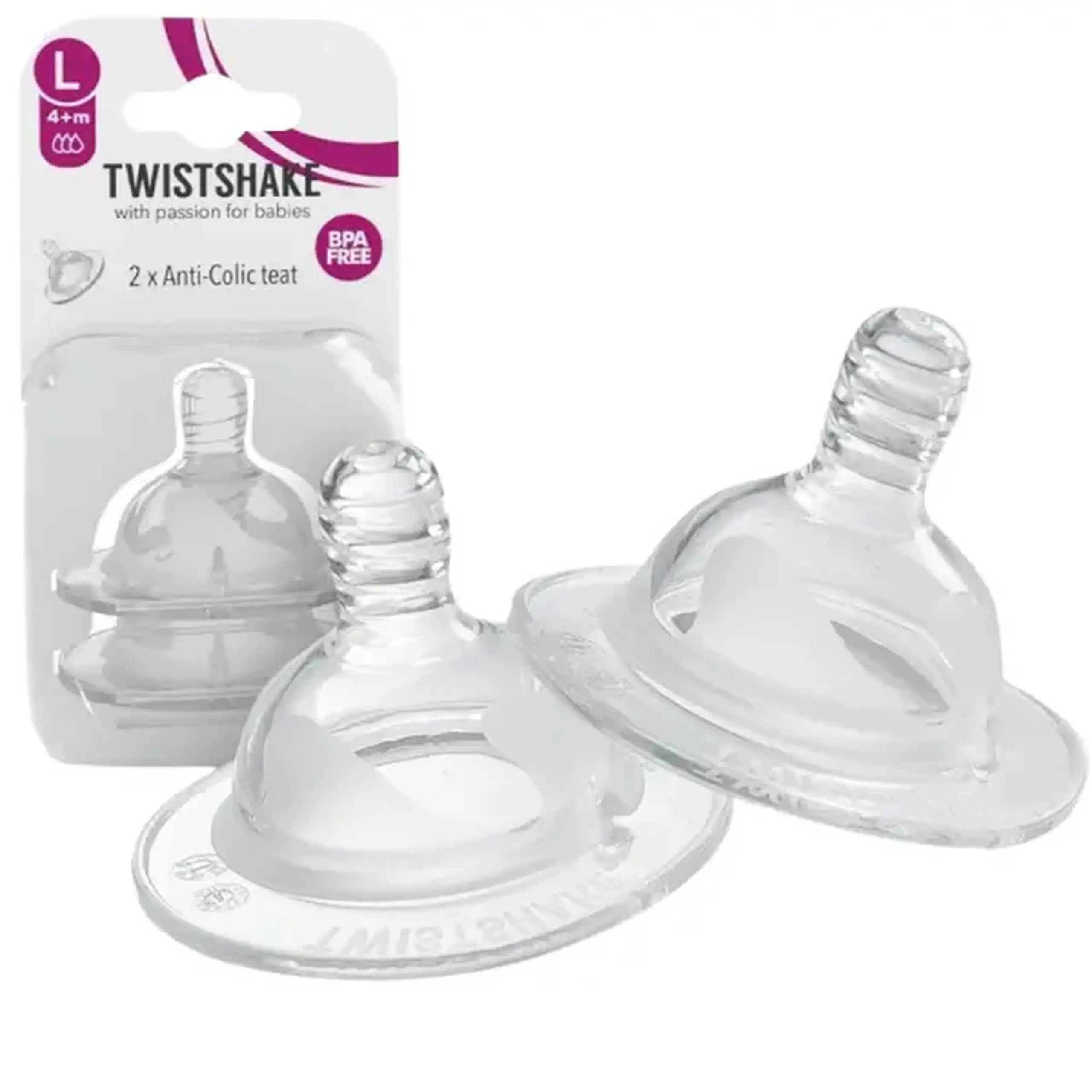 Set 2 tetine anticolici Twistshake, 4+ luni