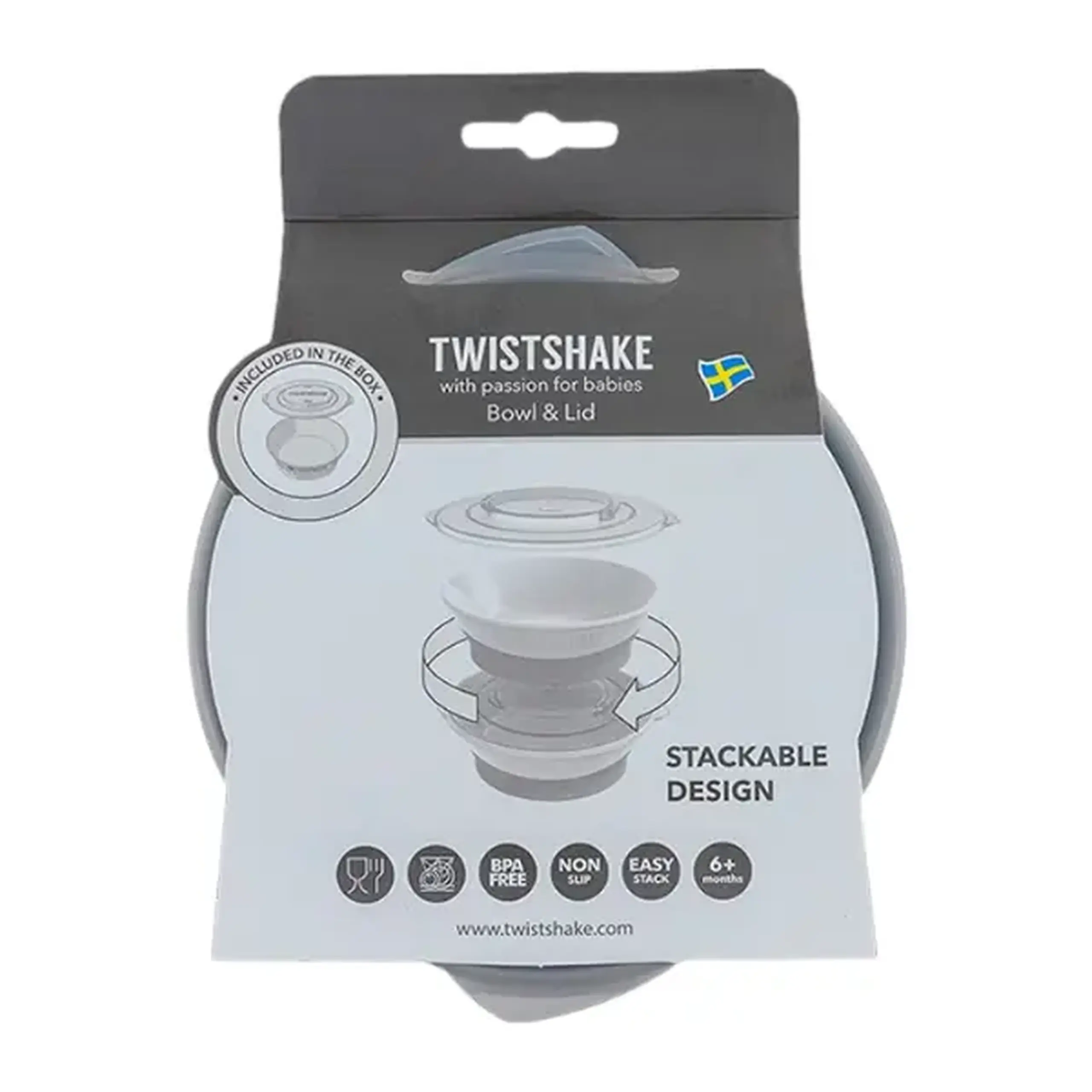 Bol cu capac Twistshake Alb, 6+ luni
