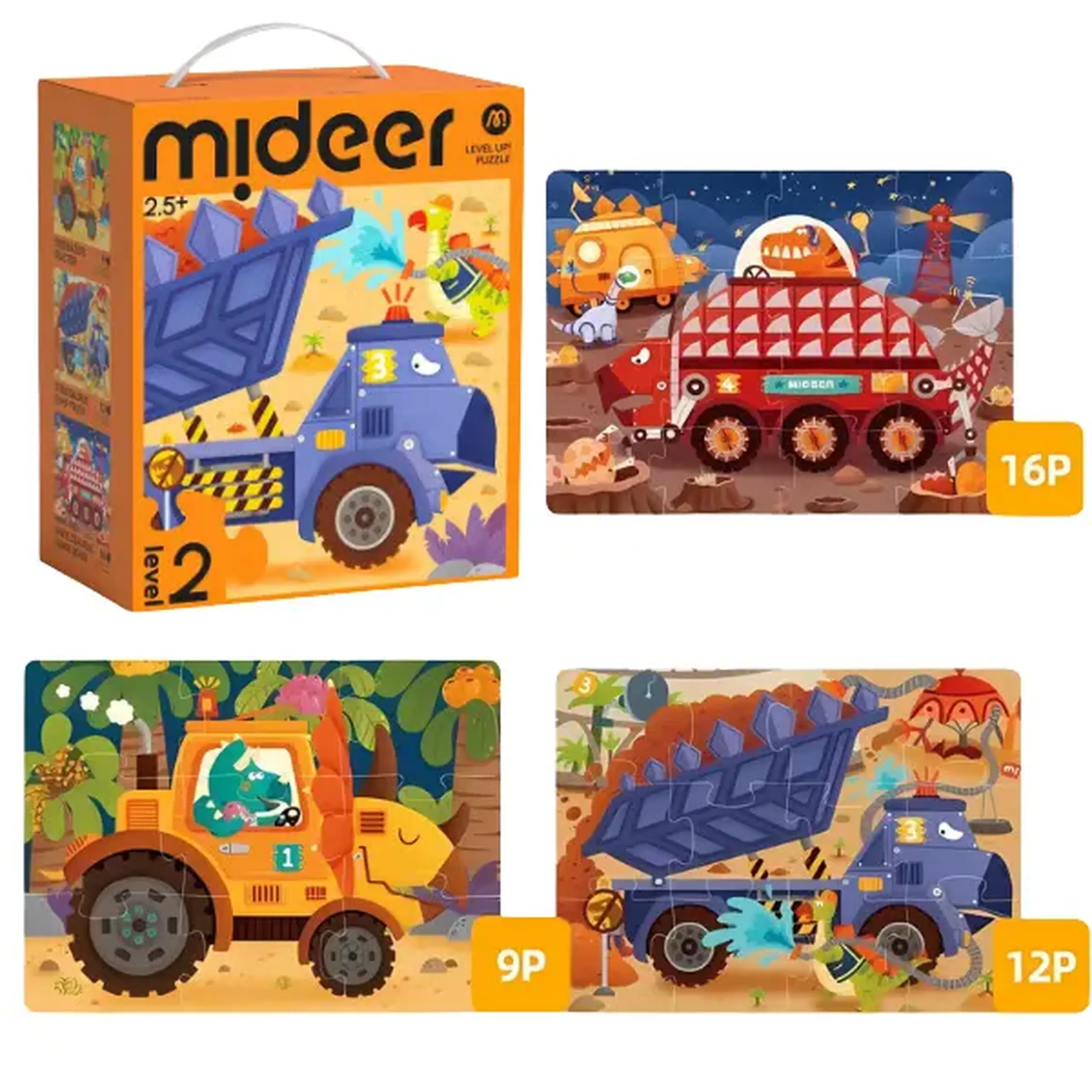 Puzzle Level Up „Dinozauri - echipamente de construcție”, nivelul 2