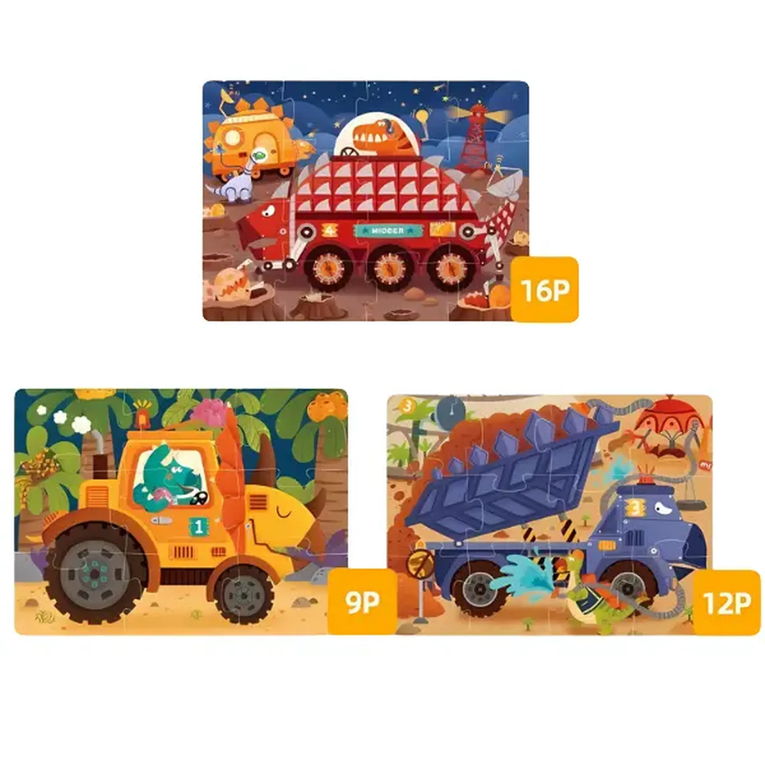 Puzzle Level Up „Dinozauri - echipamente de construcție”, nivelul 2