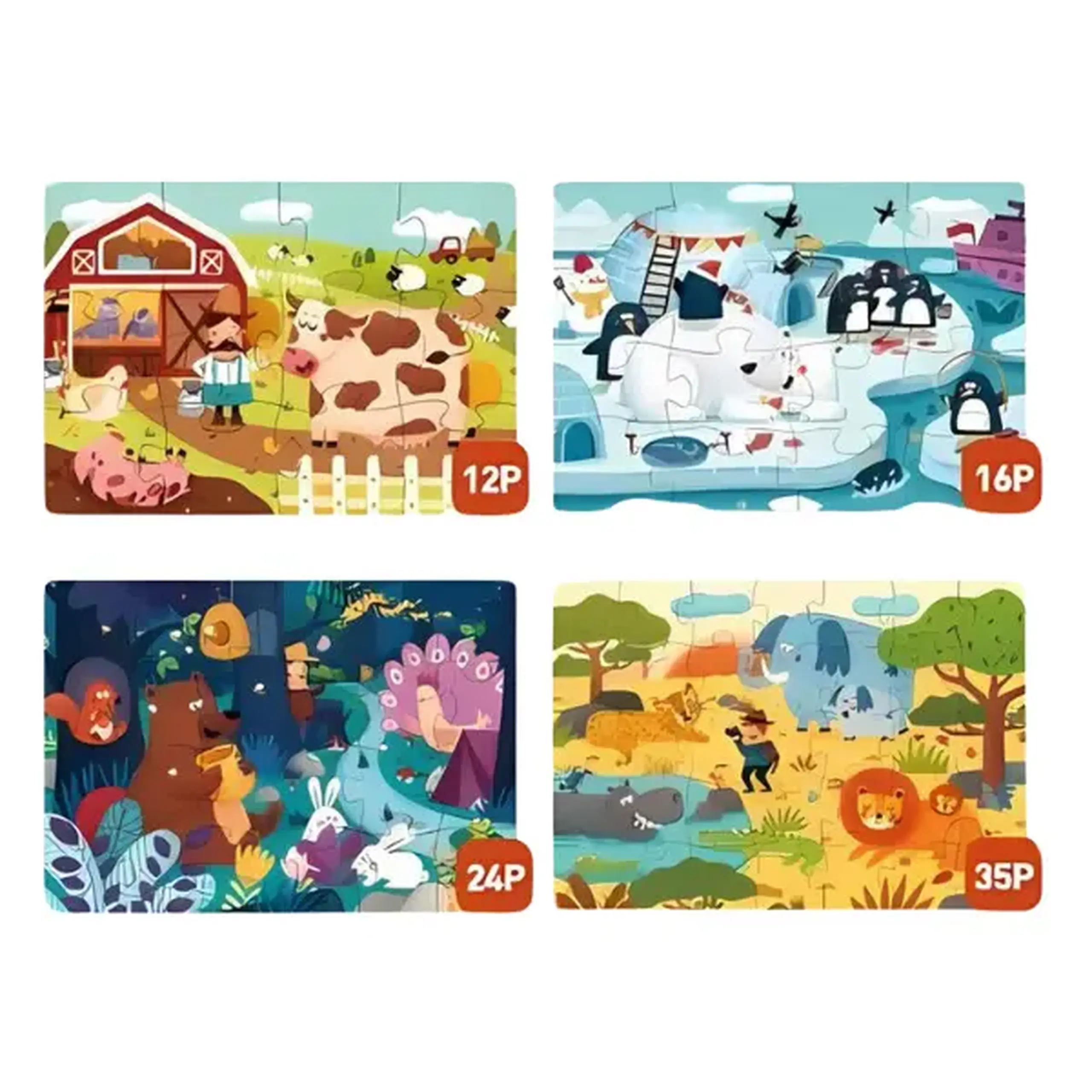 Seria de puzzle-uri „Animăluțe”, 4 în 1