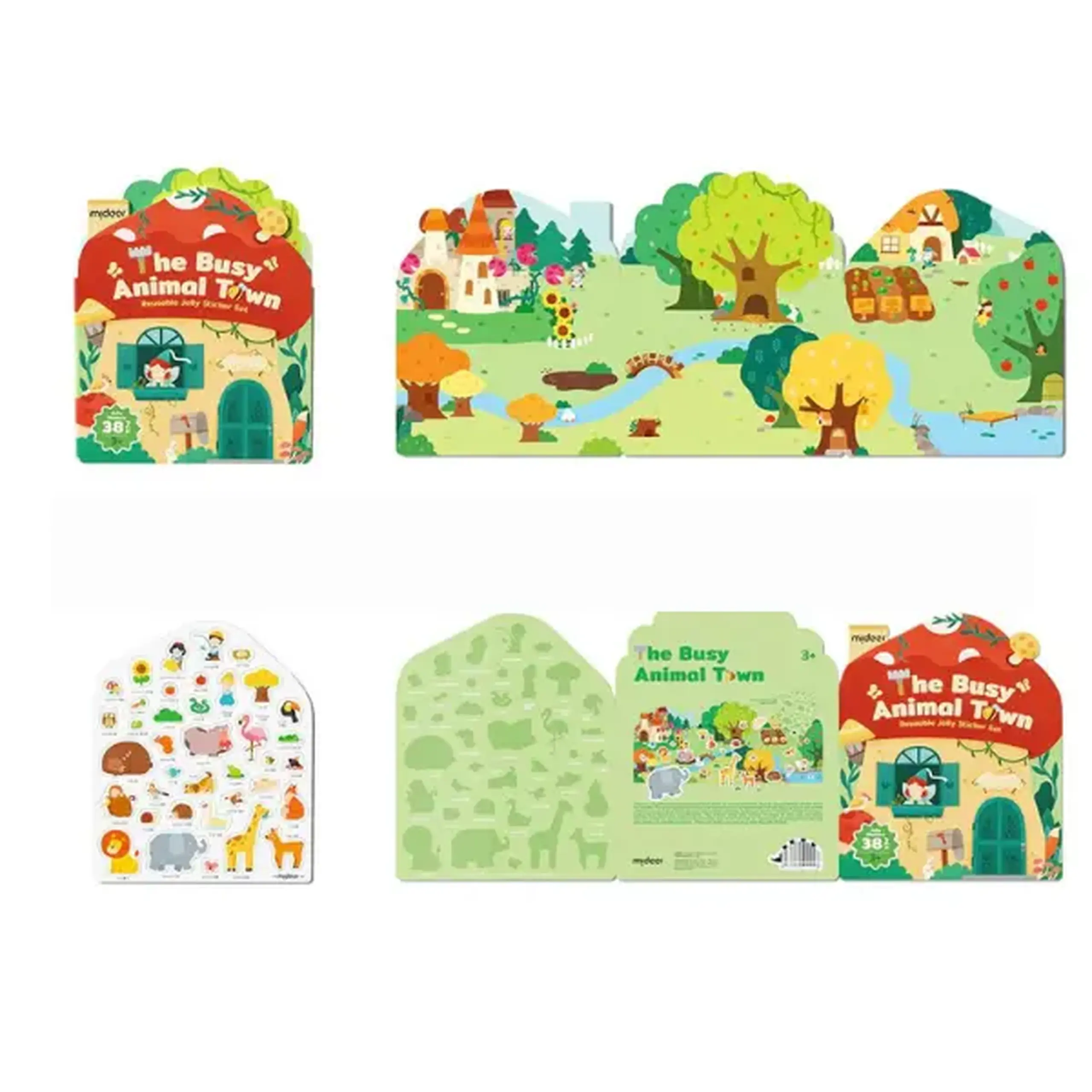 Set de Stickere Gelatinoase Reutilizabile „Oraș Aglomerat al Animalelor”