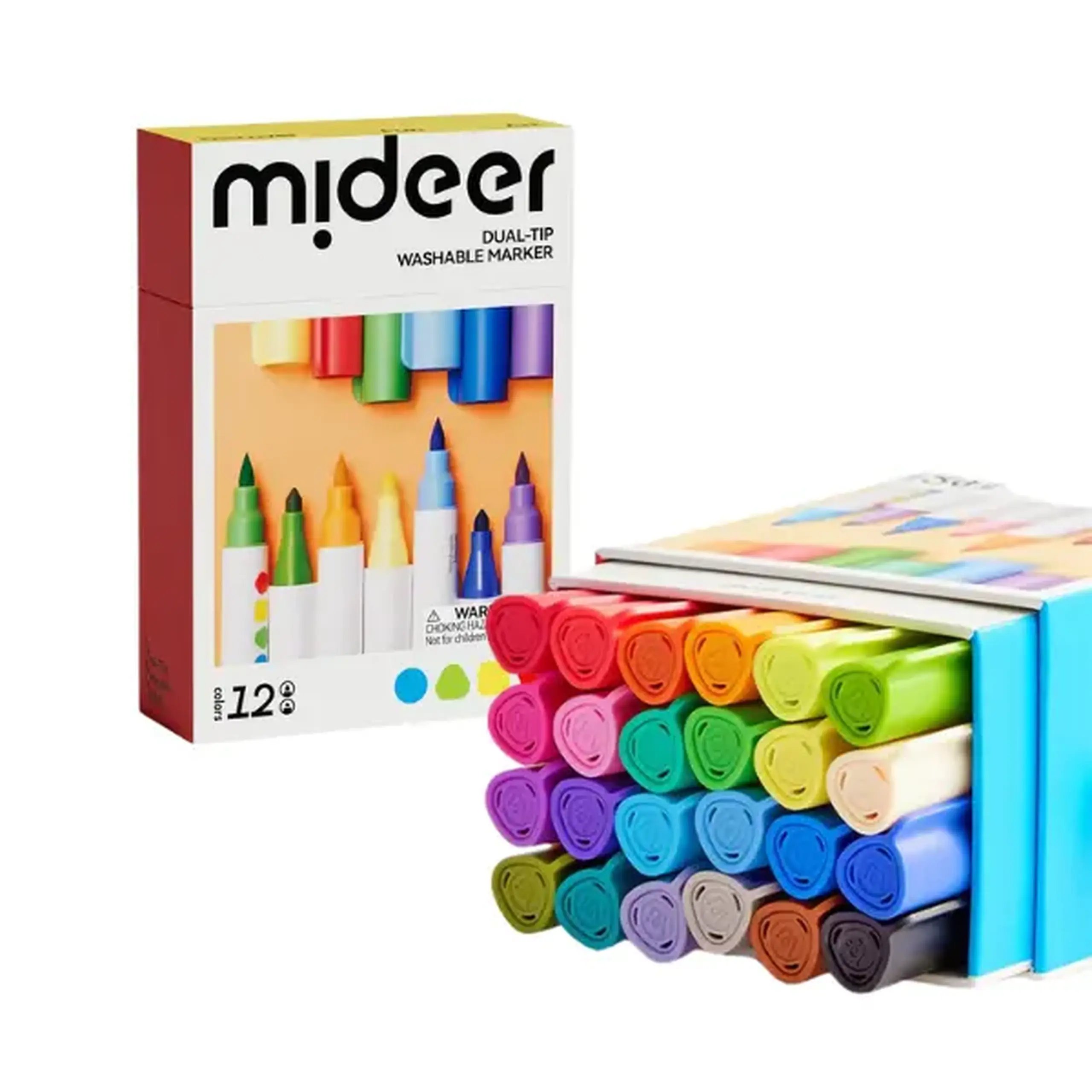 Set de markere lavabile cu 2 vârfuri, 12 culori