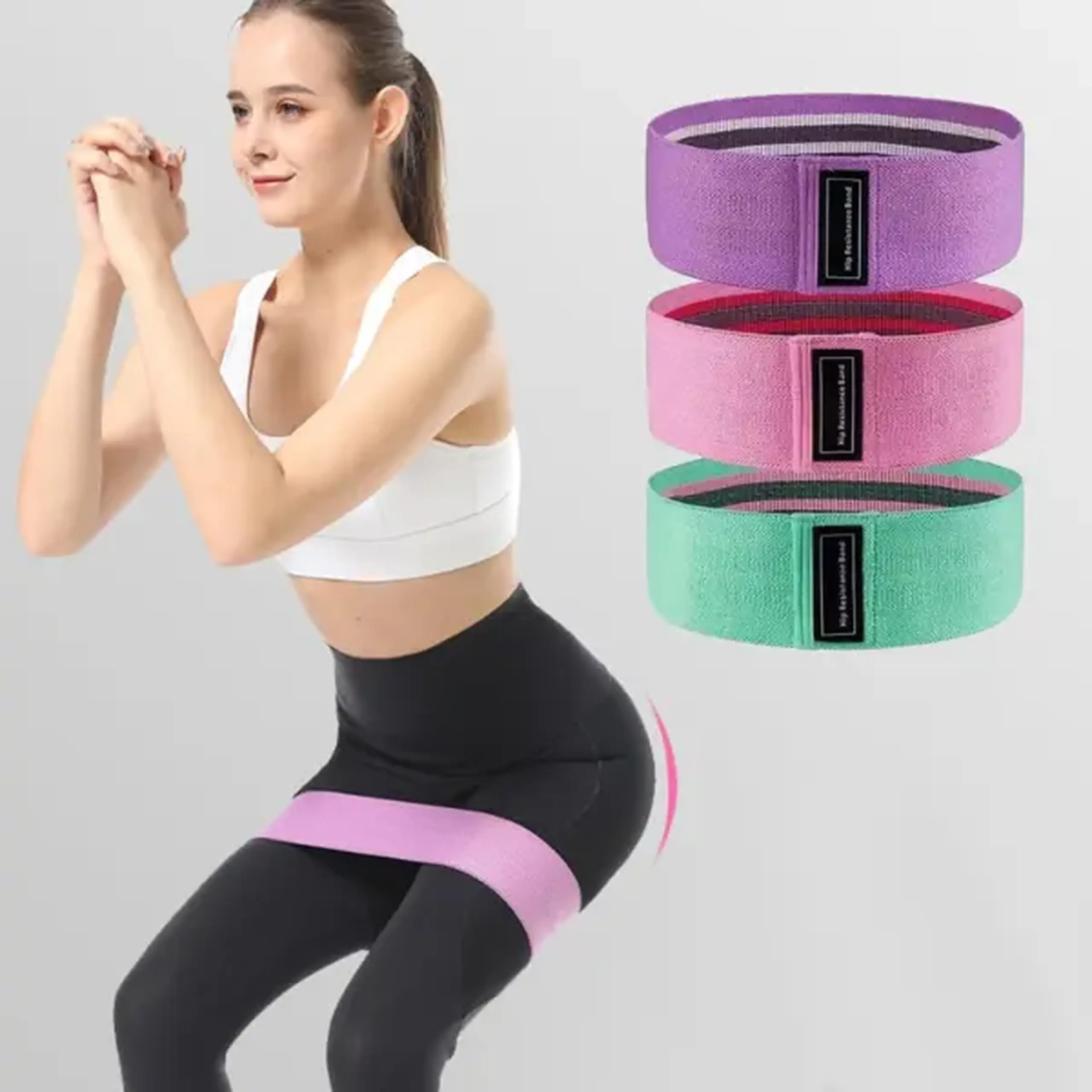 Set de 3 benzi fitness din latex pentru yoga, 7 cm lățime