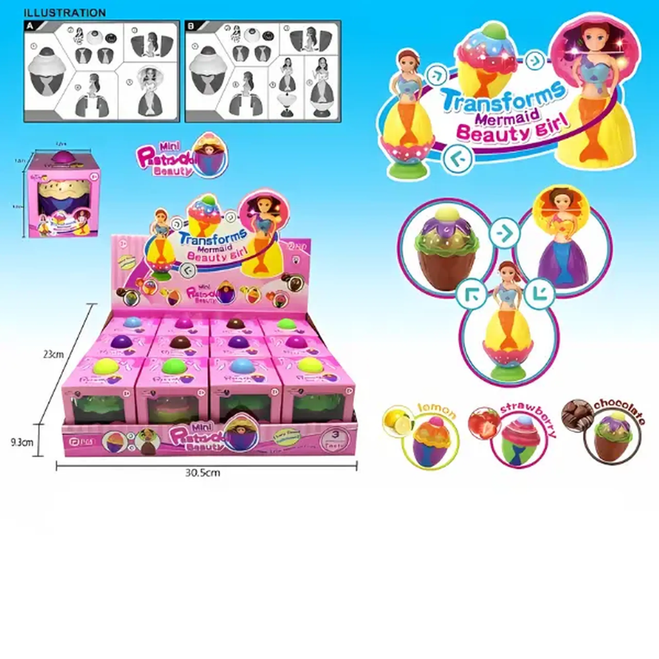 Mini-păpușă "Sirena în cupcake" 12 stiluri