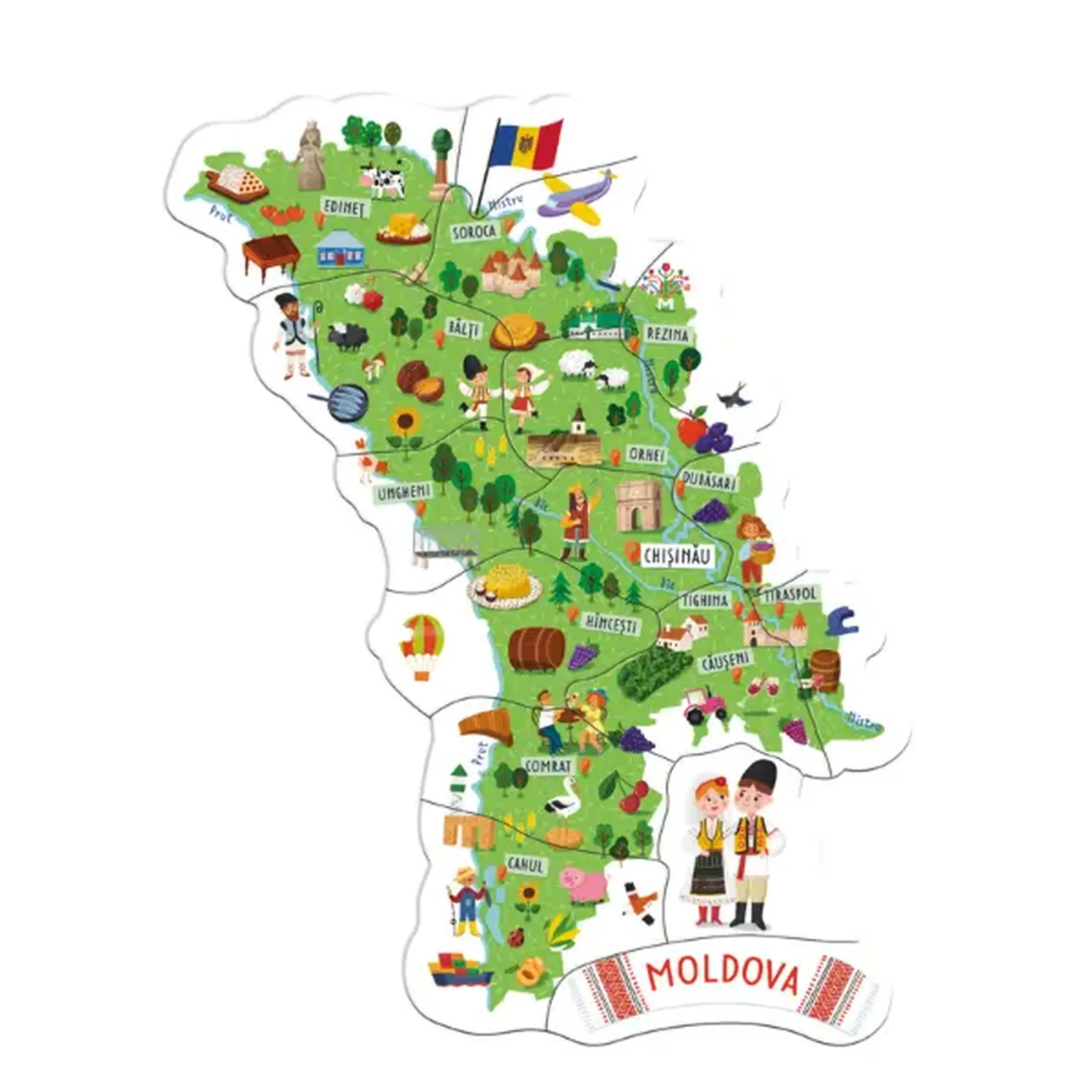 Joc magnetic educativ "Harta Moldovei", 16 piese