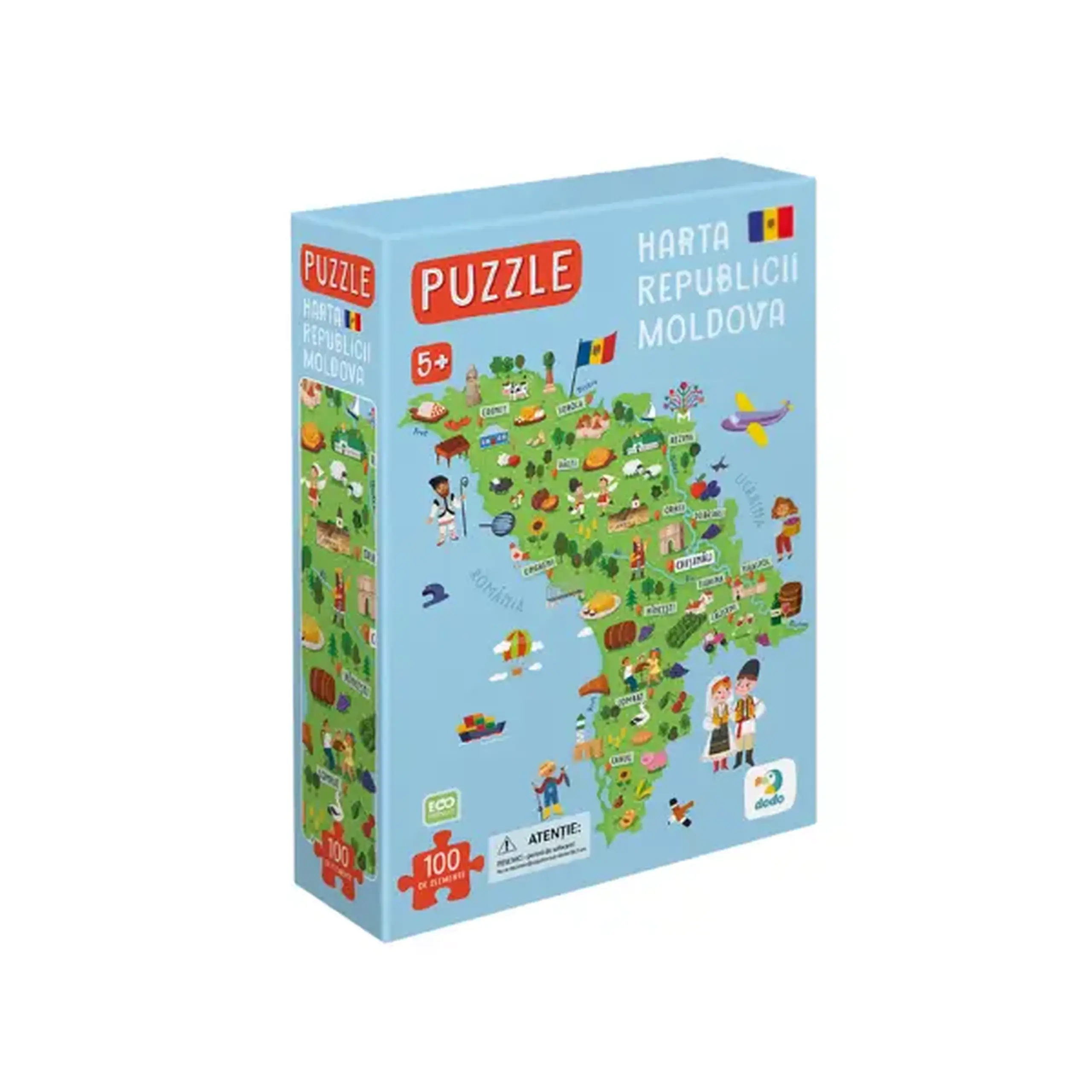 Joc puzzle educațional "Harta Moldovei", 100 piese