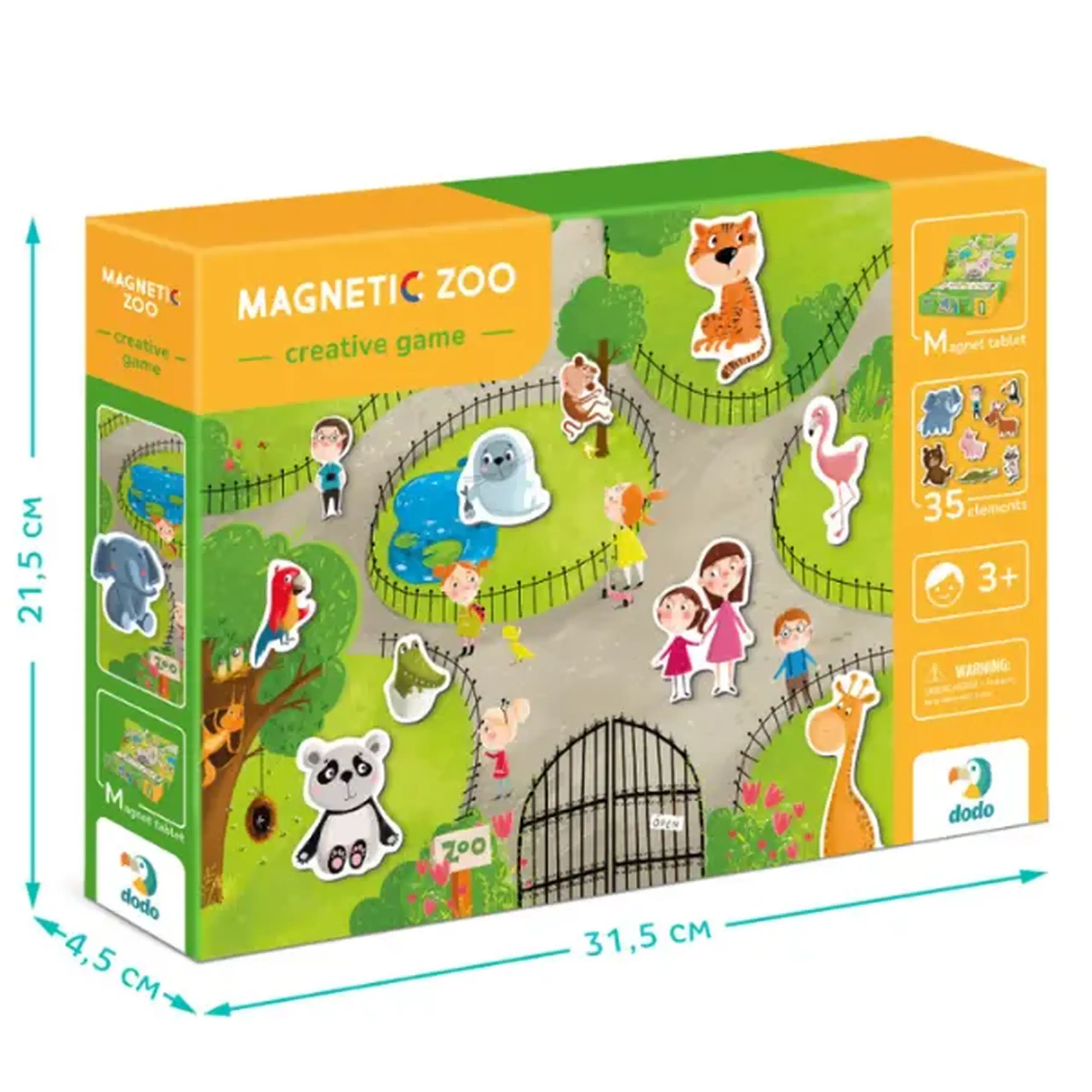 Joc magnetic "Zoo", 1 tablă magnetică, 35 elem.