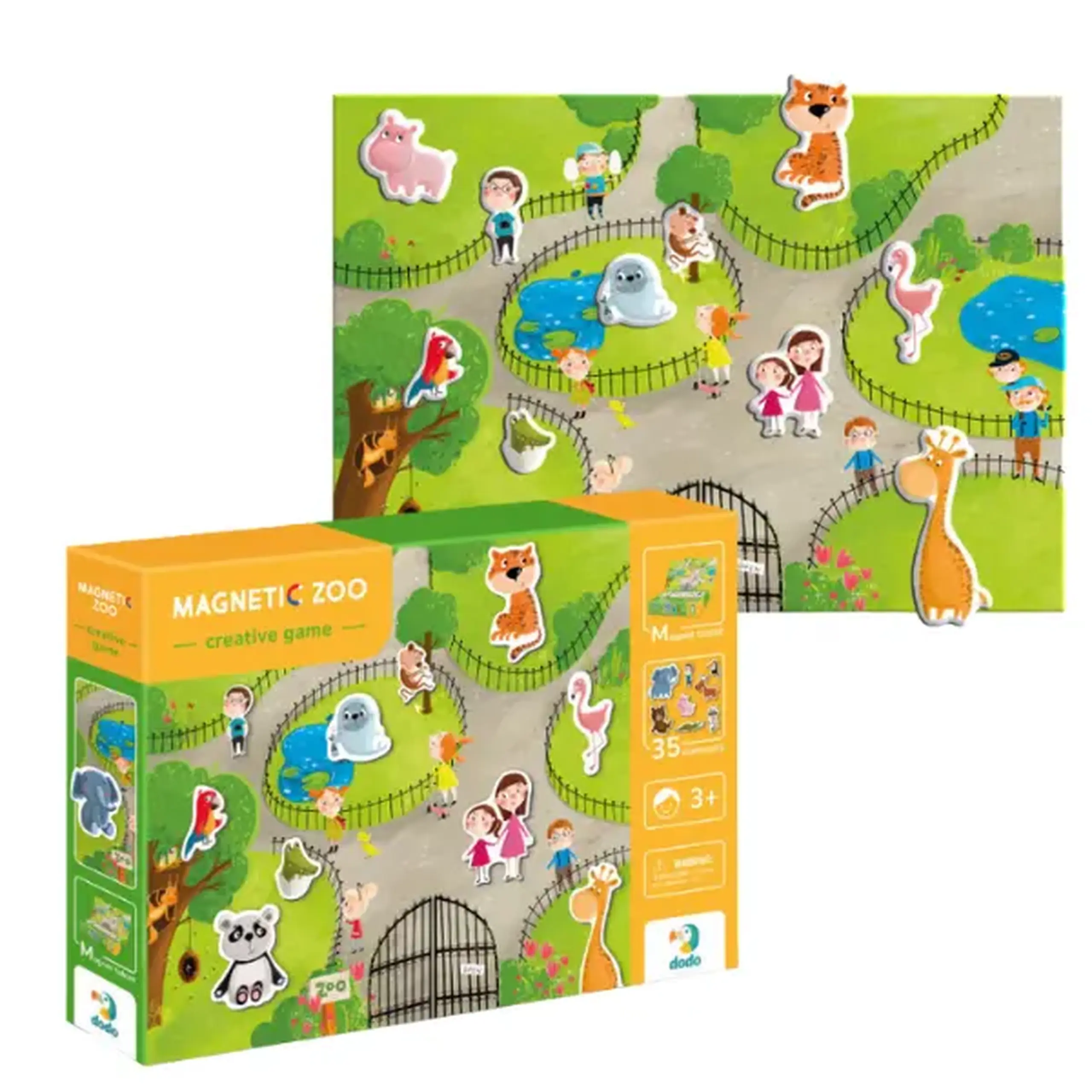Joc magnetic "Zoo", 1 tablă magnetică, 35 elem.