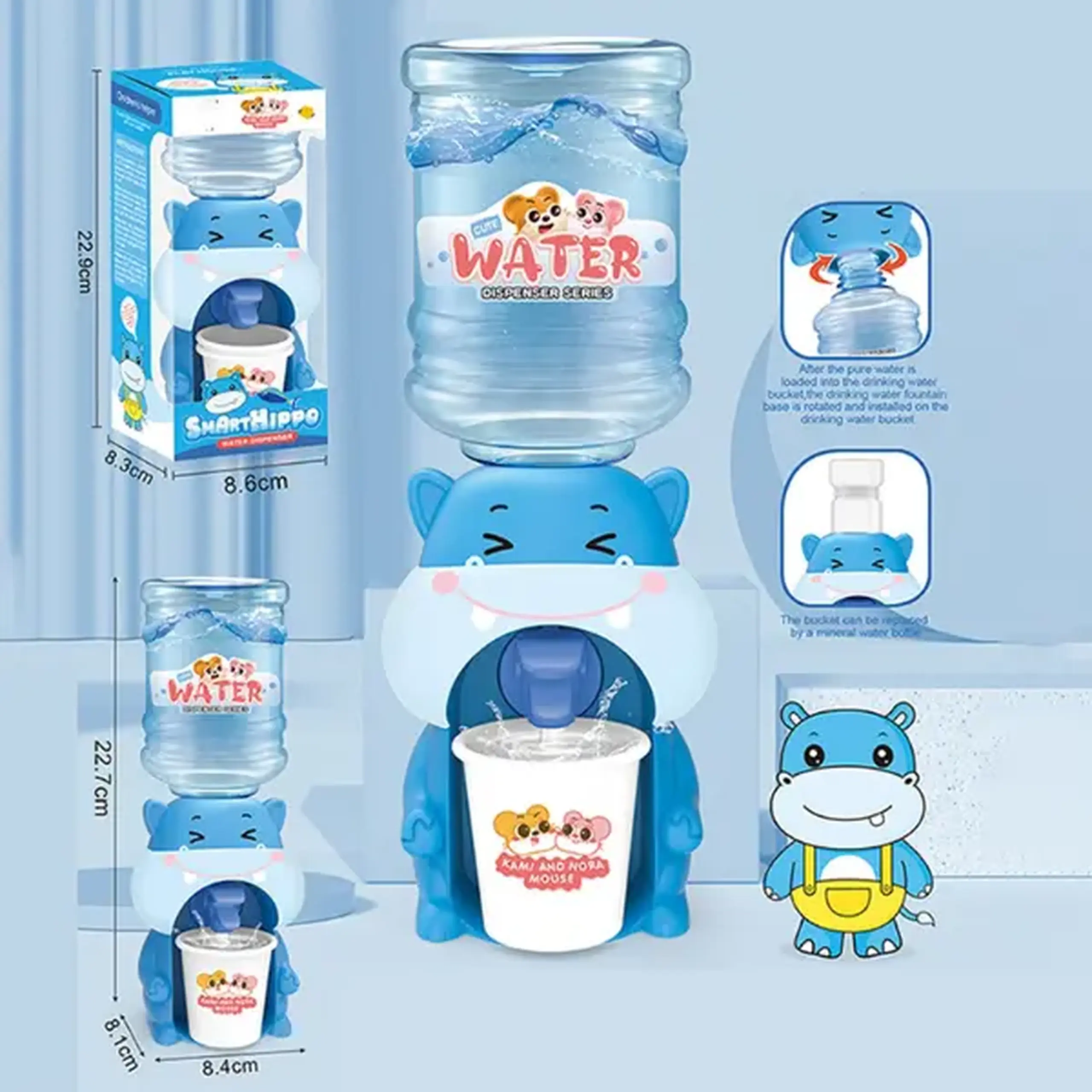 Mini-cooler de apă pentru copii "Hipopotam"