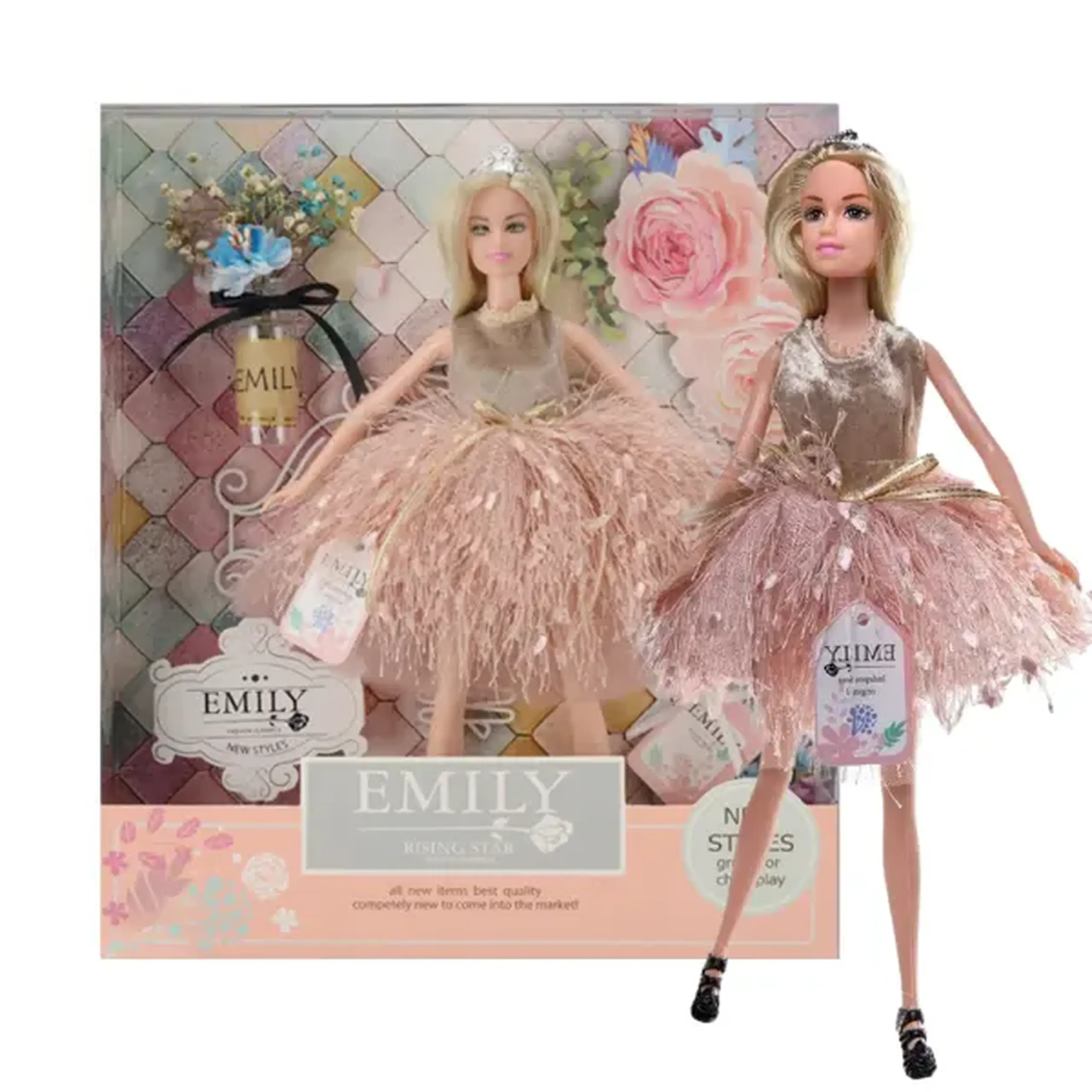 Păpușa Emily "Seria fină cu flori"