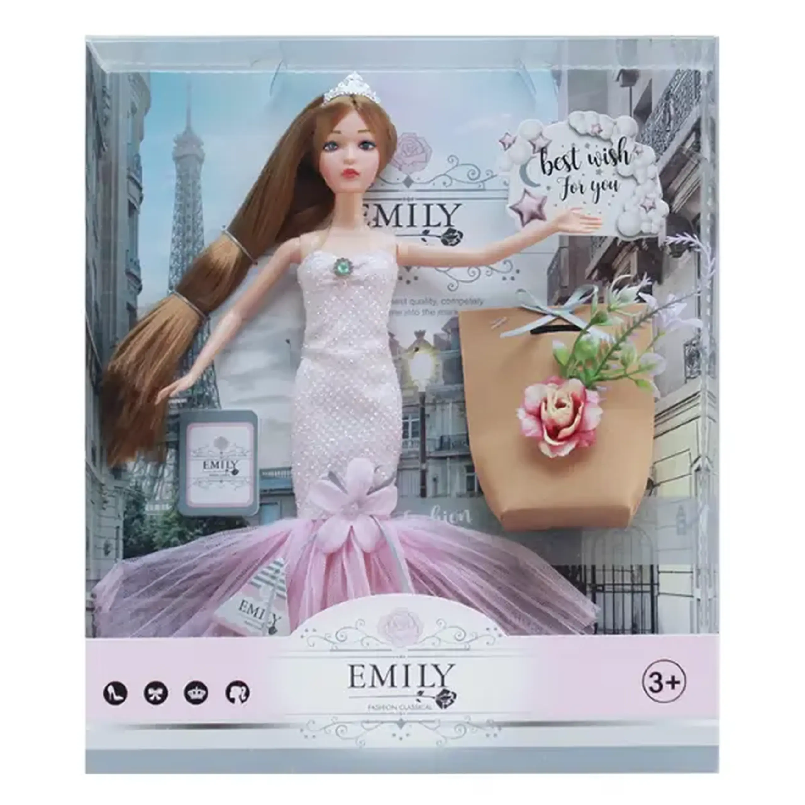 Păpușa Emily "Seria fină cu flori si accesorii"