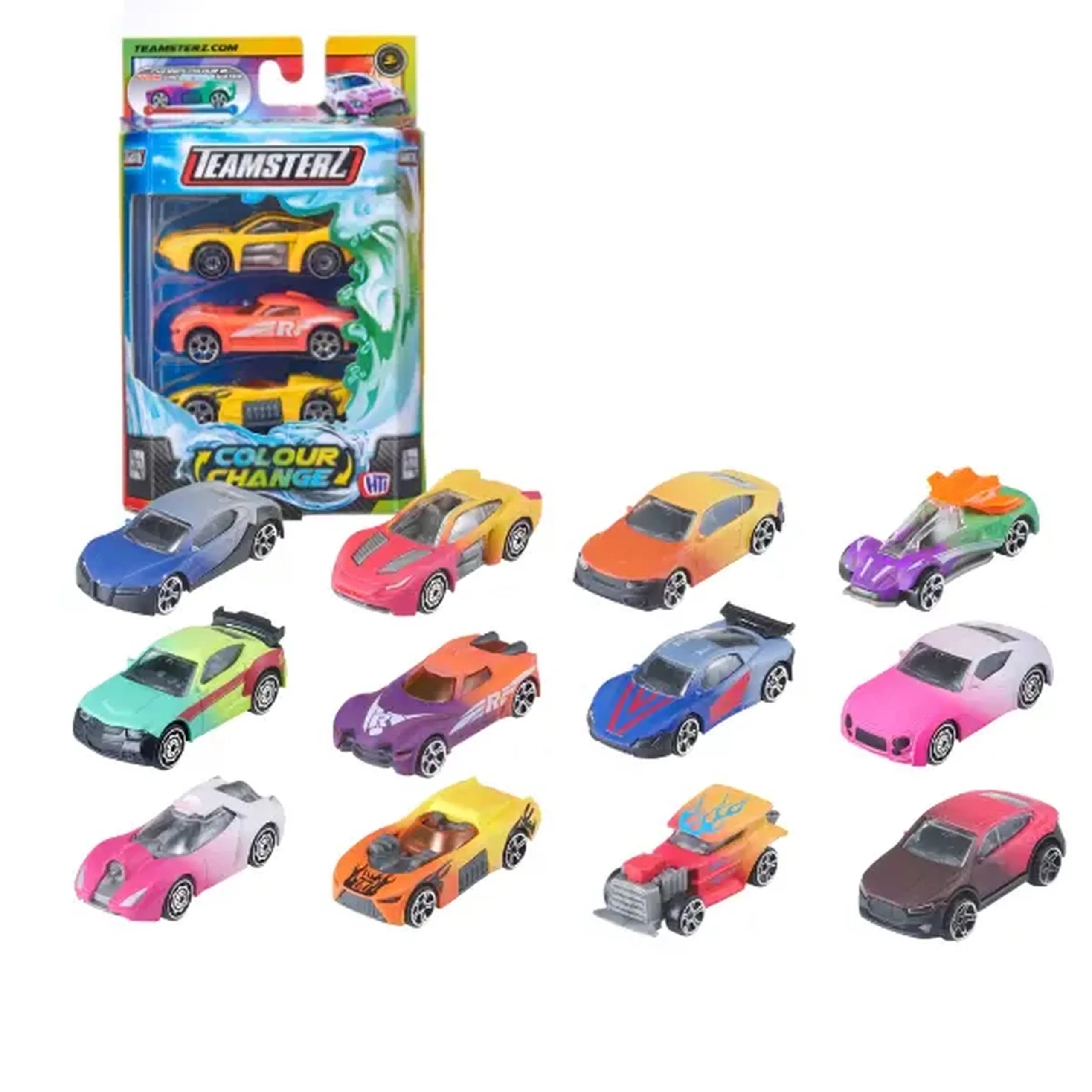 Set de 3 mașinuțe cu schimbare de culoare Teamsterz S/M