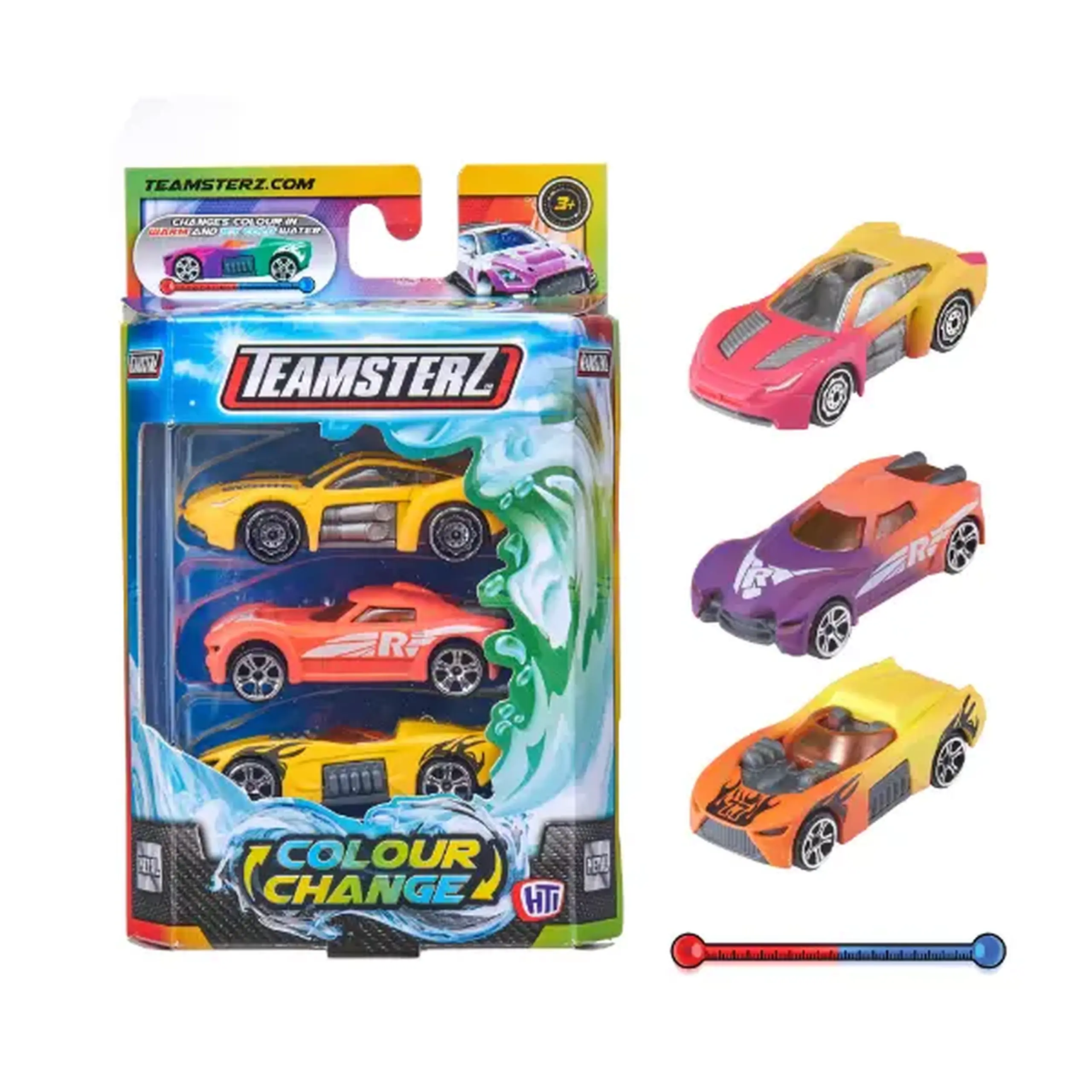 Set de 3 mașinuțe cu schimbare de culoare Teamsterz S/M