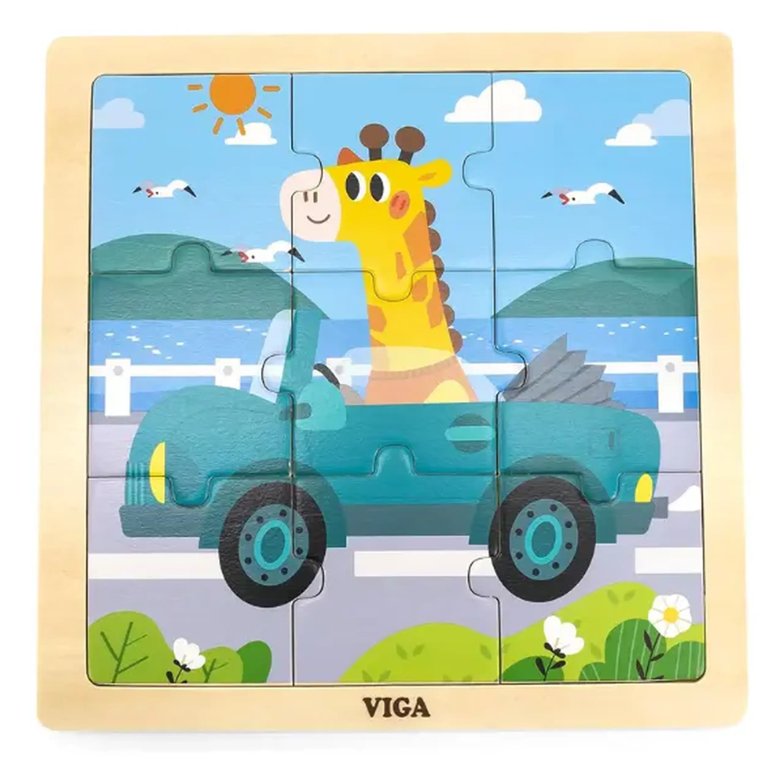 Puzzle din lemn "Automobilul", 9 elem.