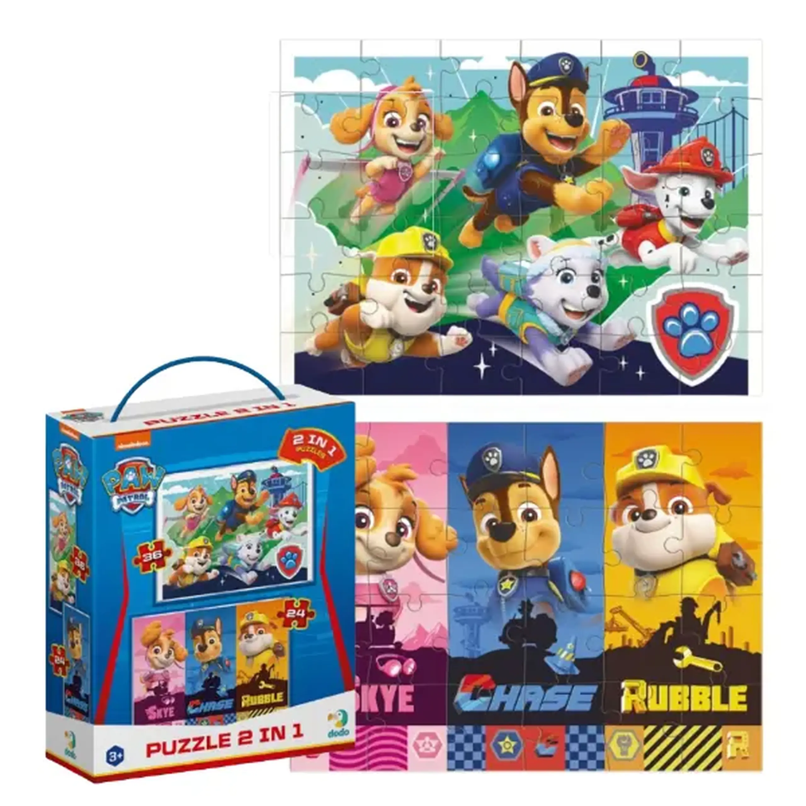 Puzzle 2 în 1 "Cățeluși atât de buni", seria Patrula cățelușilor, 24 și 36 elem.