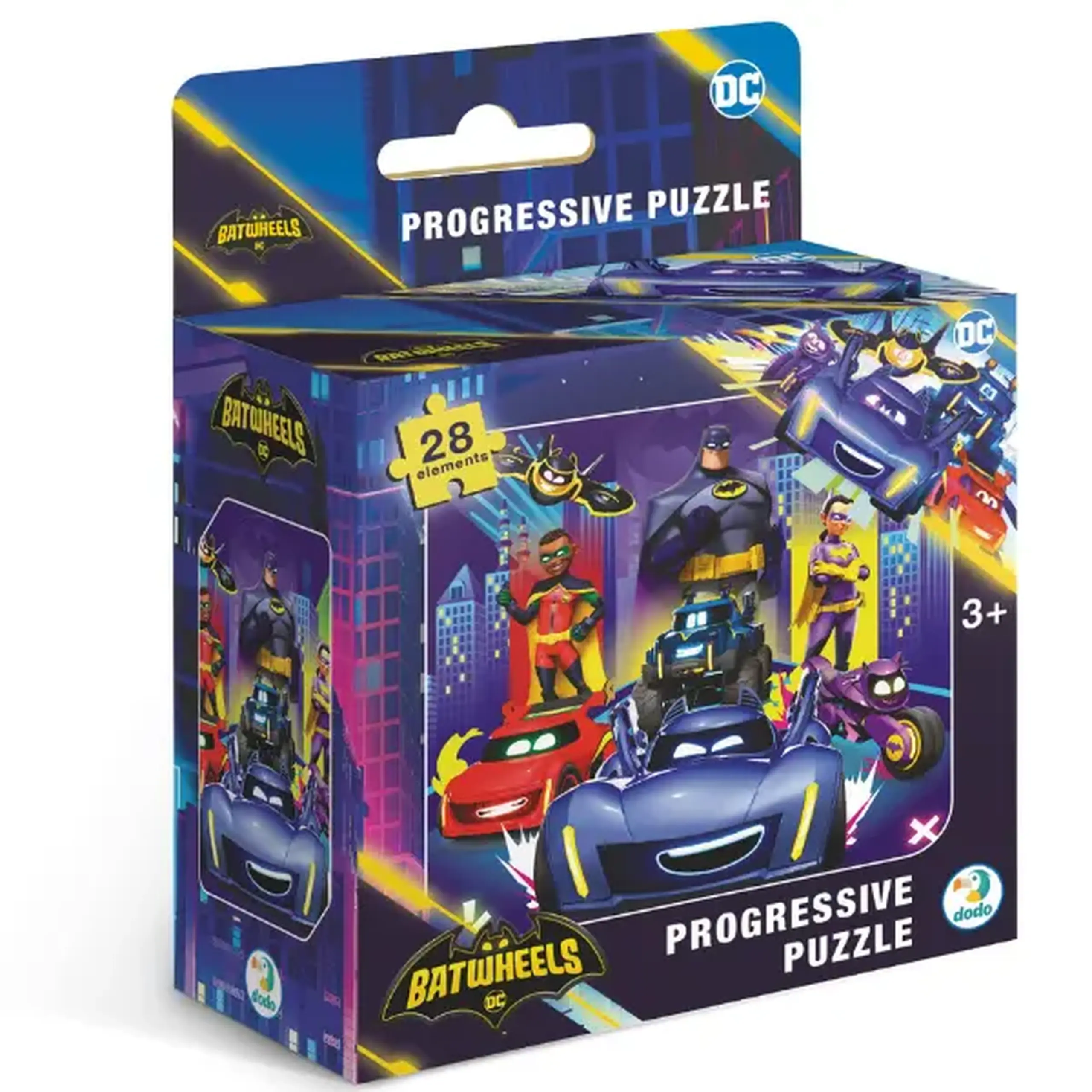 Puzzle "Batwheels: Chem pe toți betmobiliștii", seria Progressive, 28 elem.