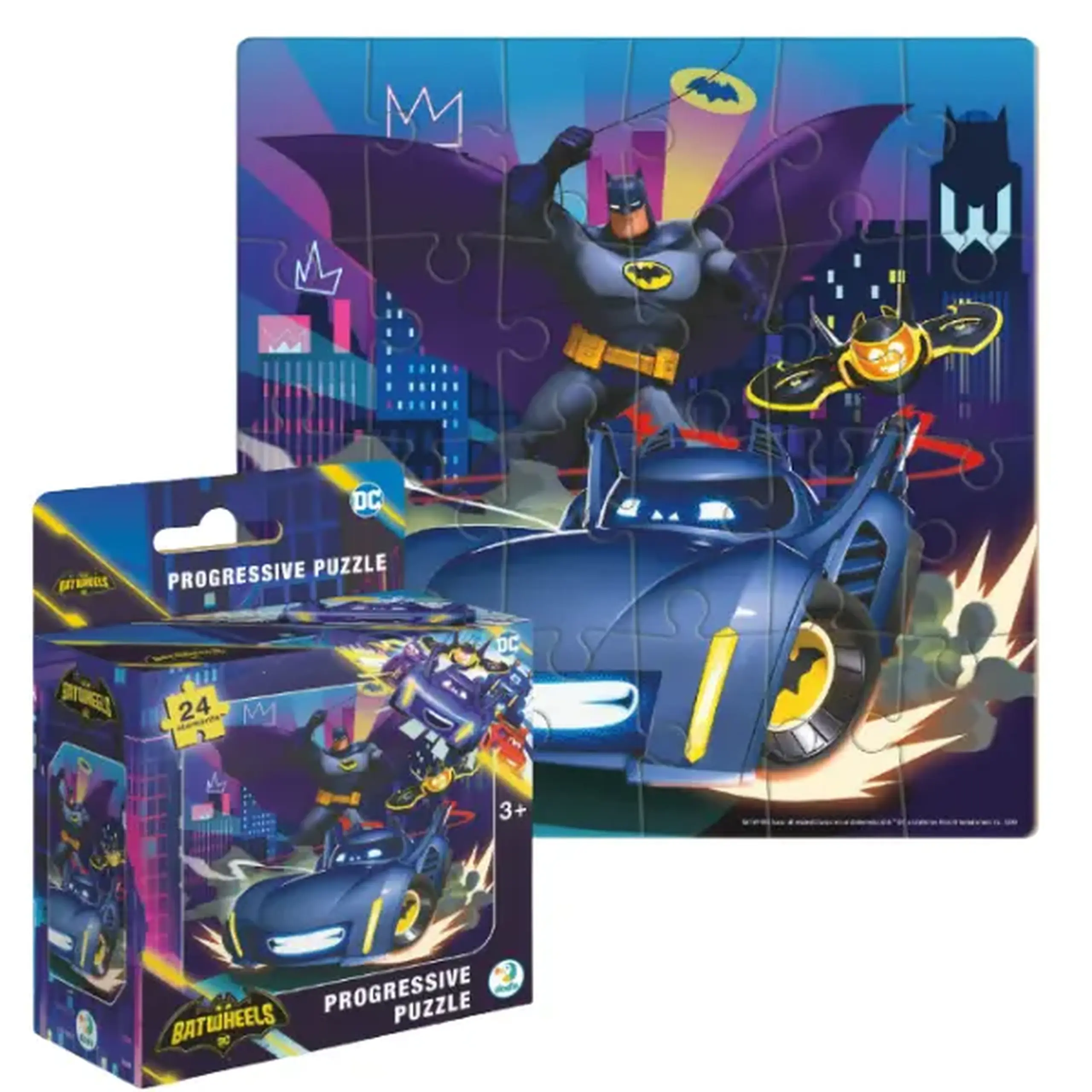 Puzzle "Batwheels: Batmobilul Bam", seria Progressive, 24 el.