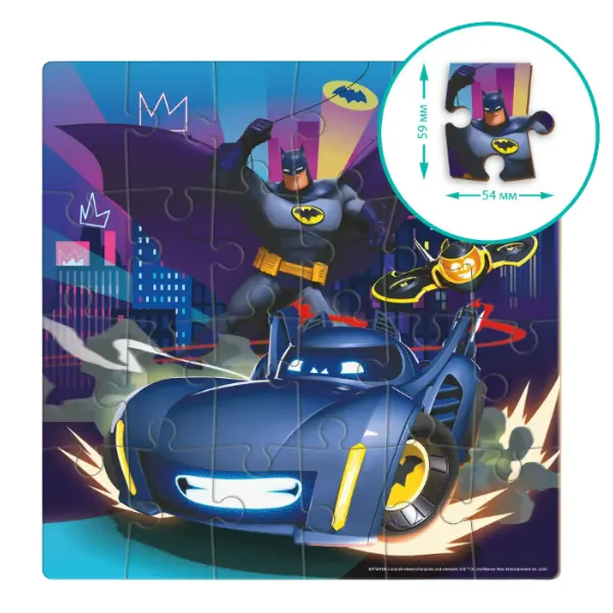 Puzzle "Batwheels: Batmobilul Bam", seria Progressive, 24 el.