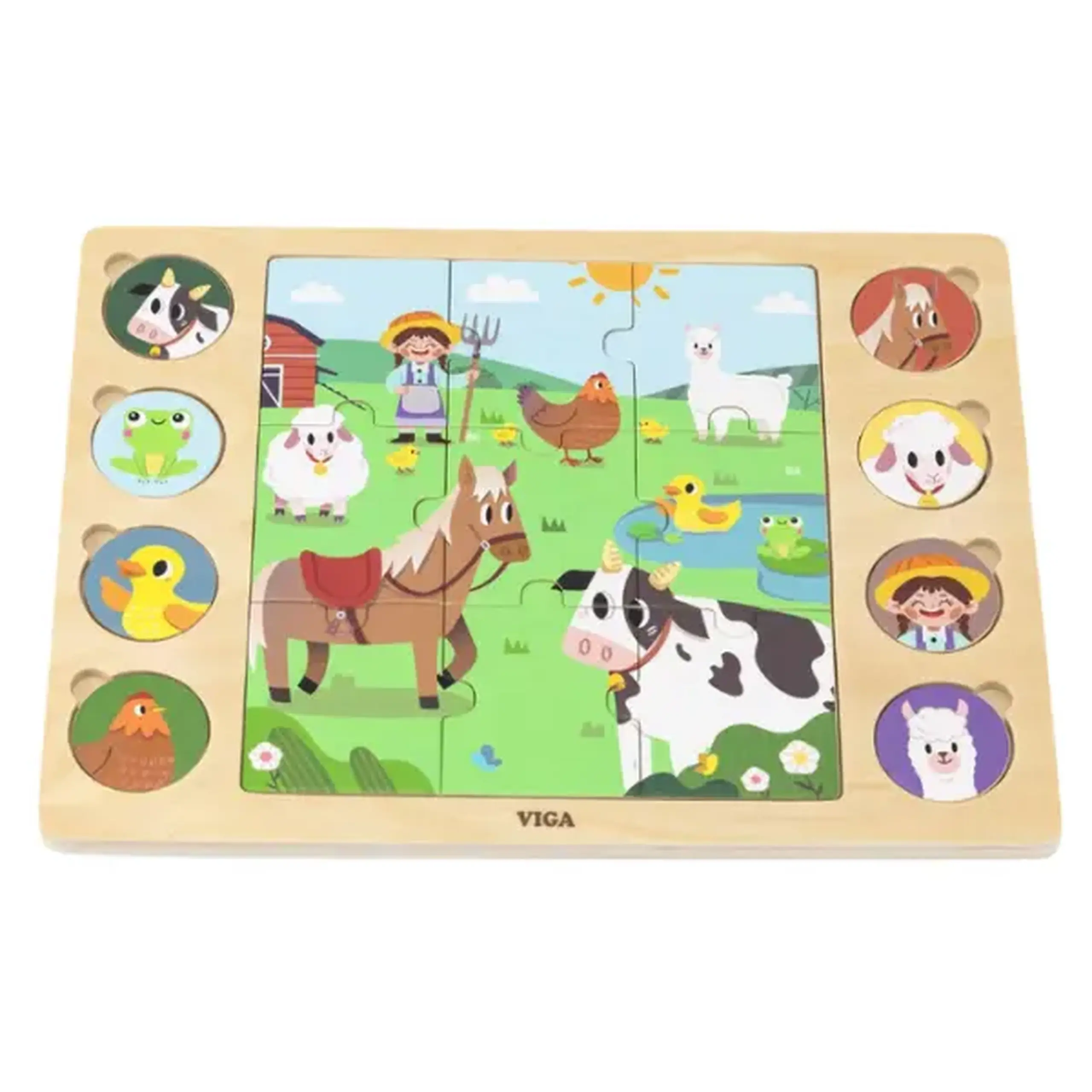 Puzzle din lemn "Animale de fermă" 17 elem.
