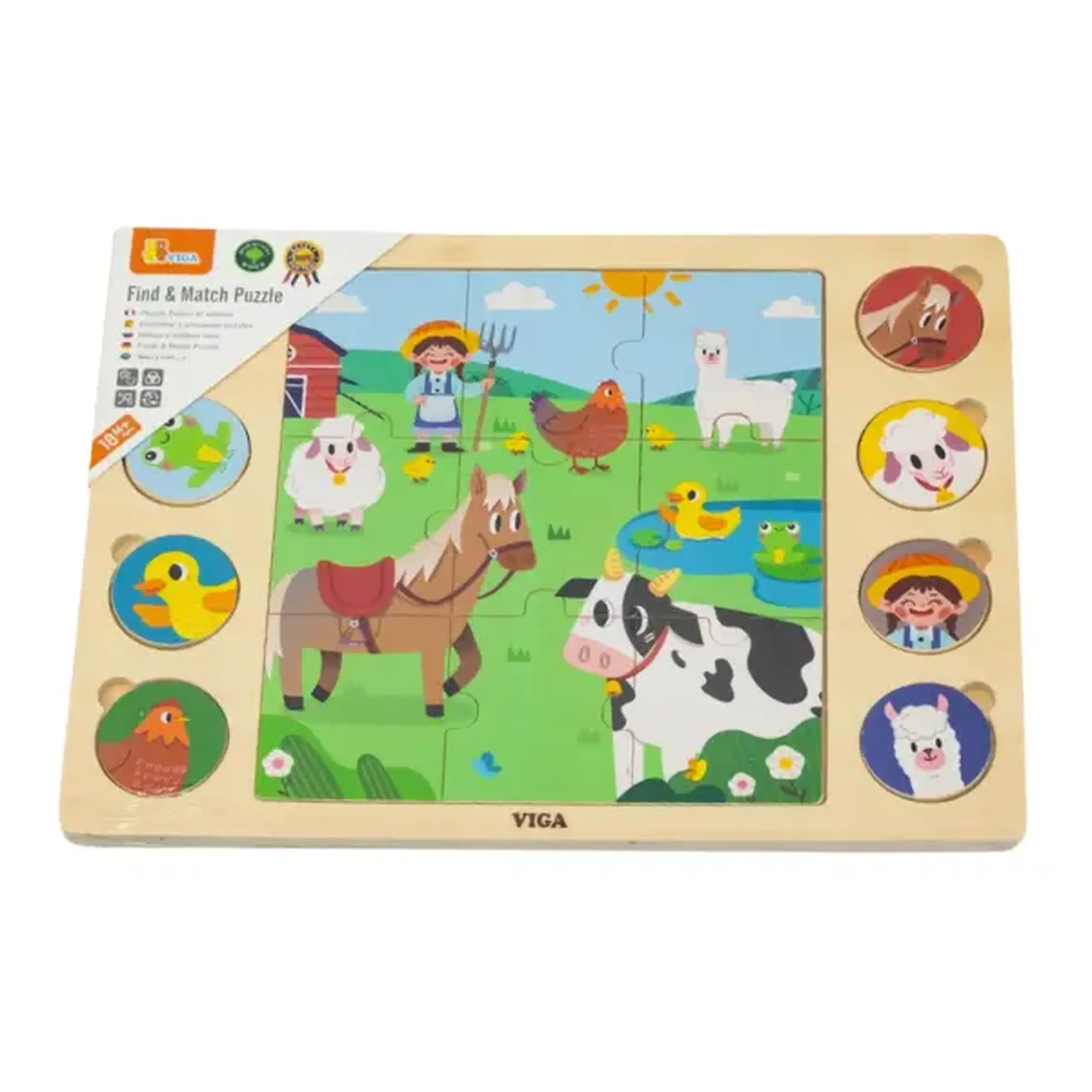 Puzzle din lemn "Animale de fermă" 17 elem.