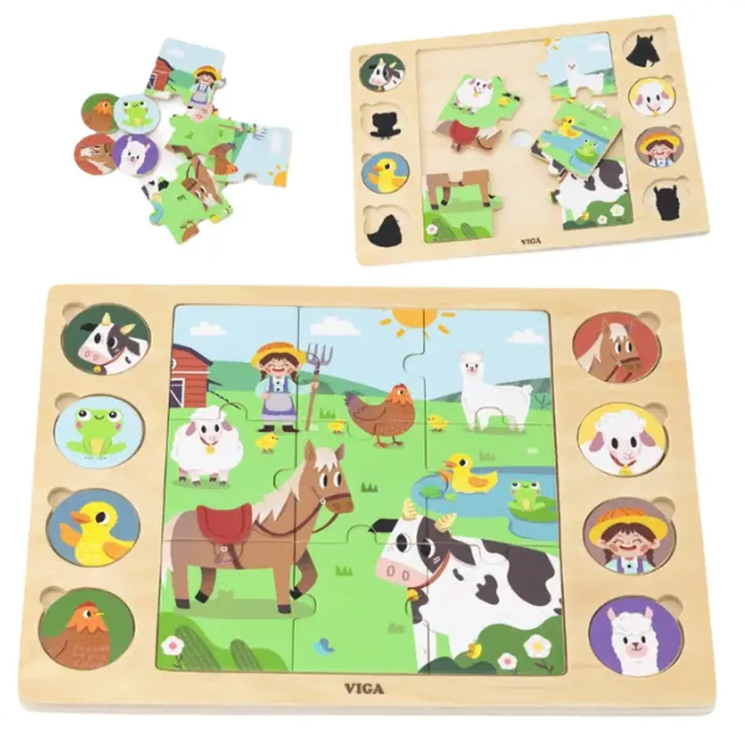 Puzzle din lemn "Animale de fermă" 17 elem.