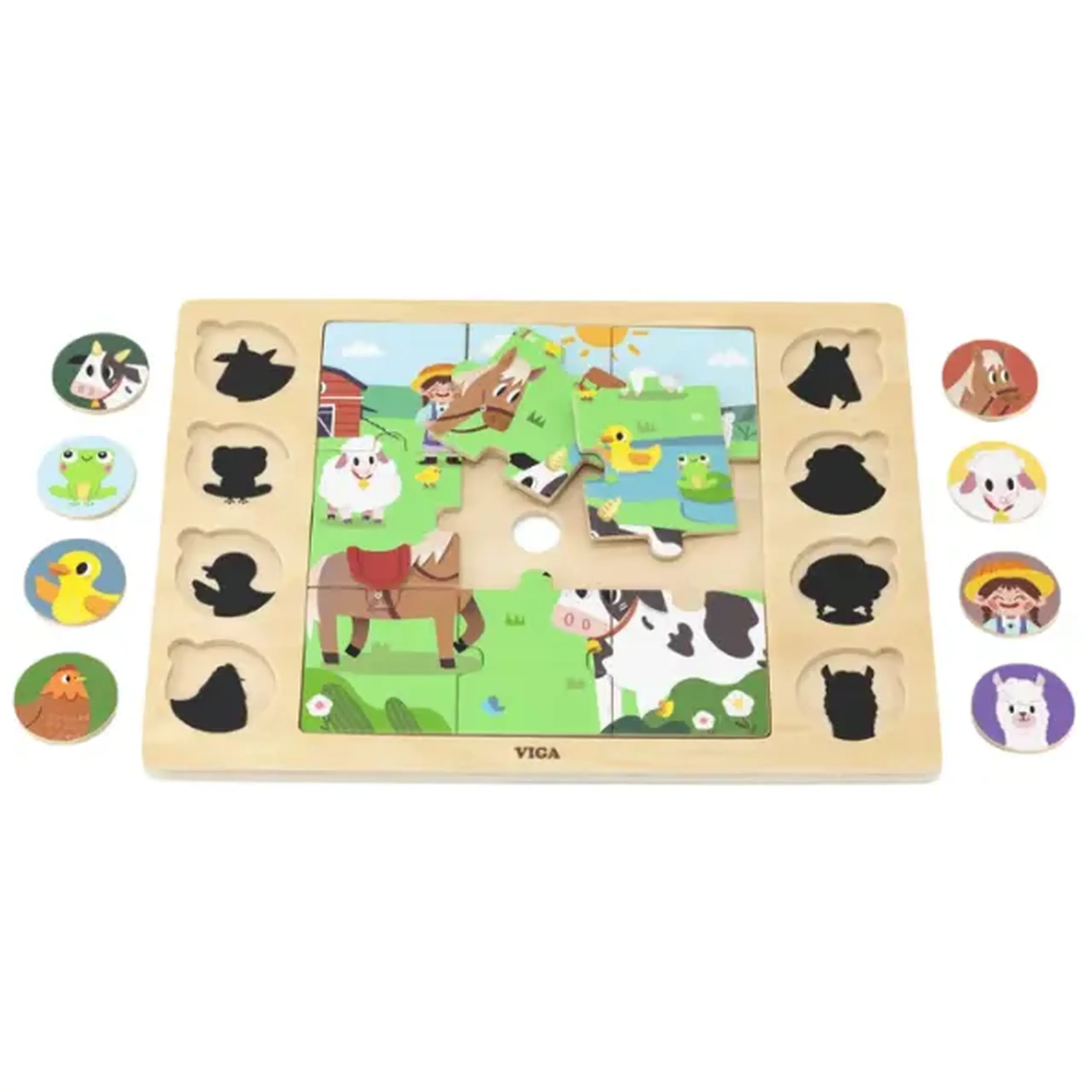 Puzzle din lemn "Animale de fermă" 17 elem.