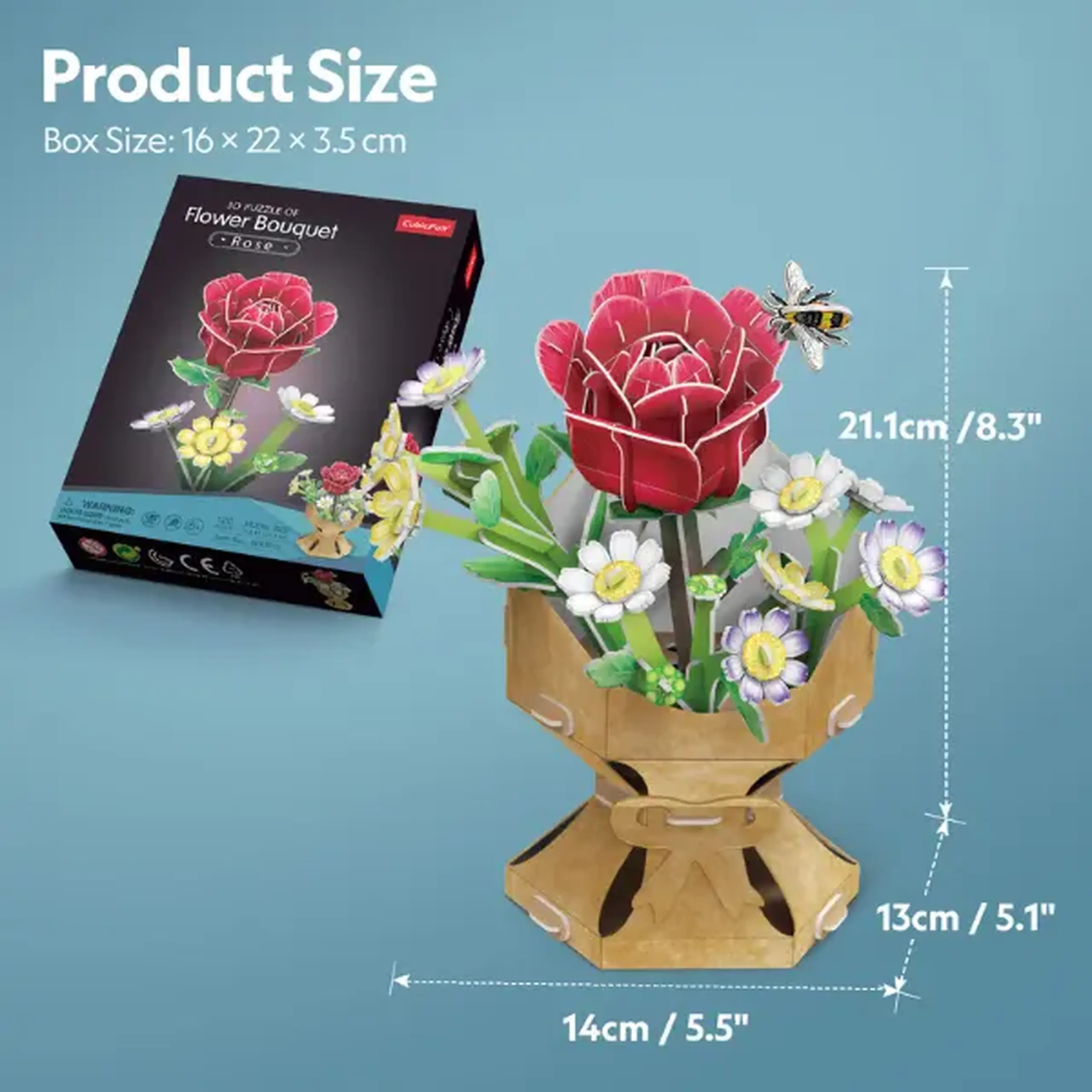 3D puzzle "Buchet de flori – Trandafir", 120 elem.