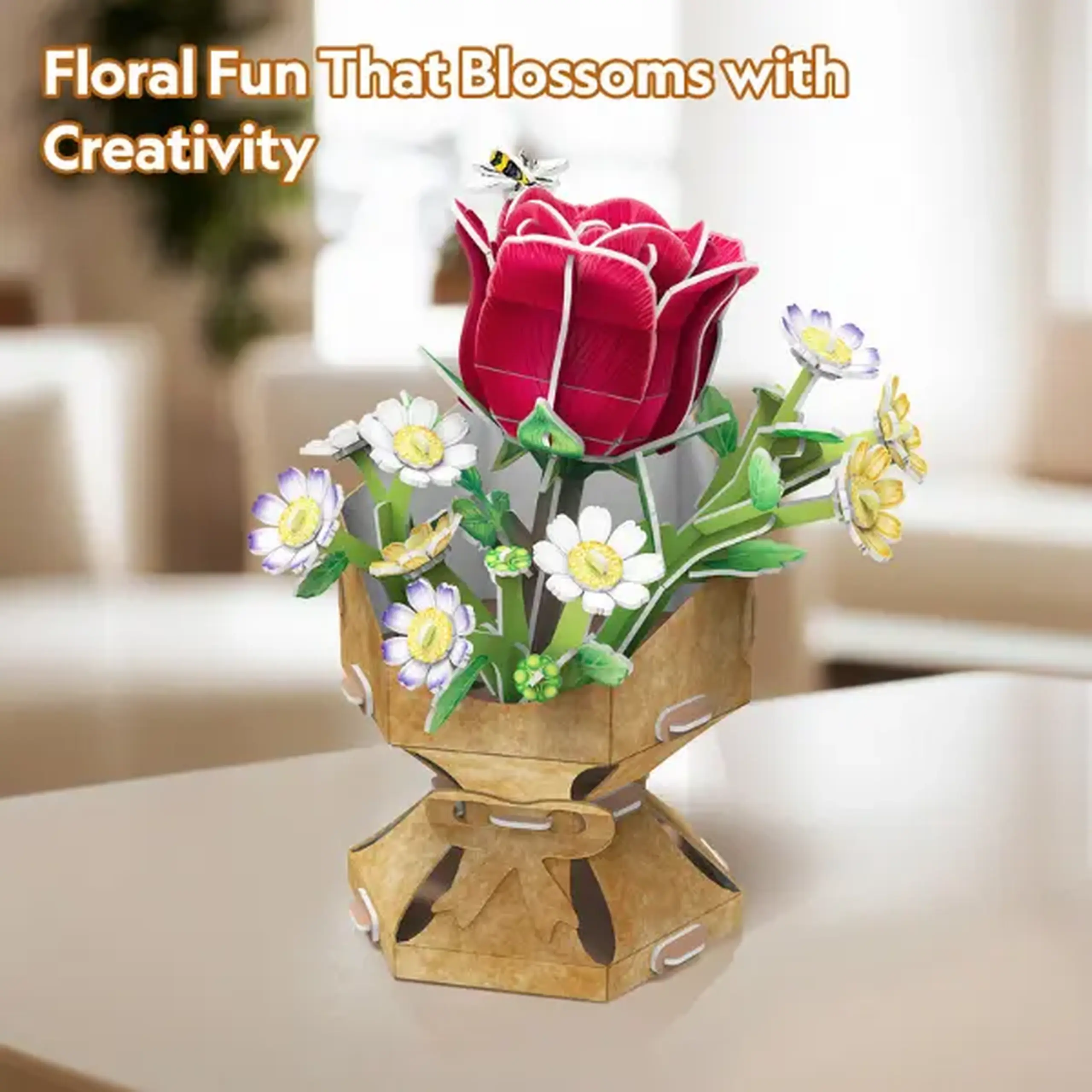 3D puzzle "Buchet de flori – Trandafir", 120 elem.