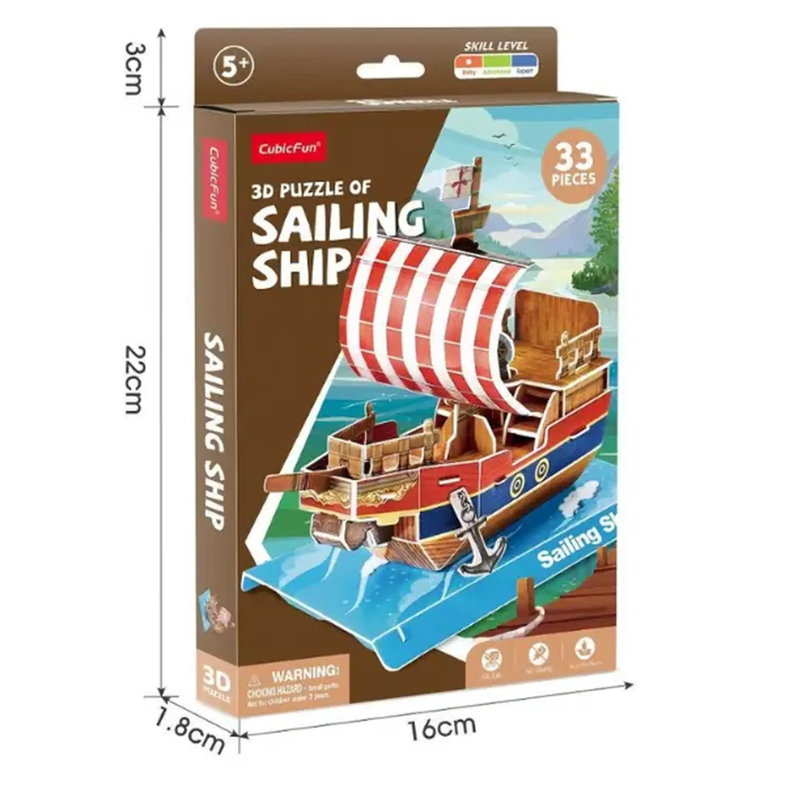 3D puzzle Corabie cu pânze, 33 elem.