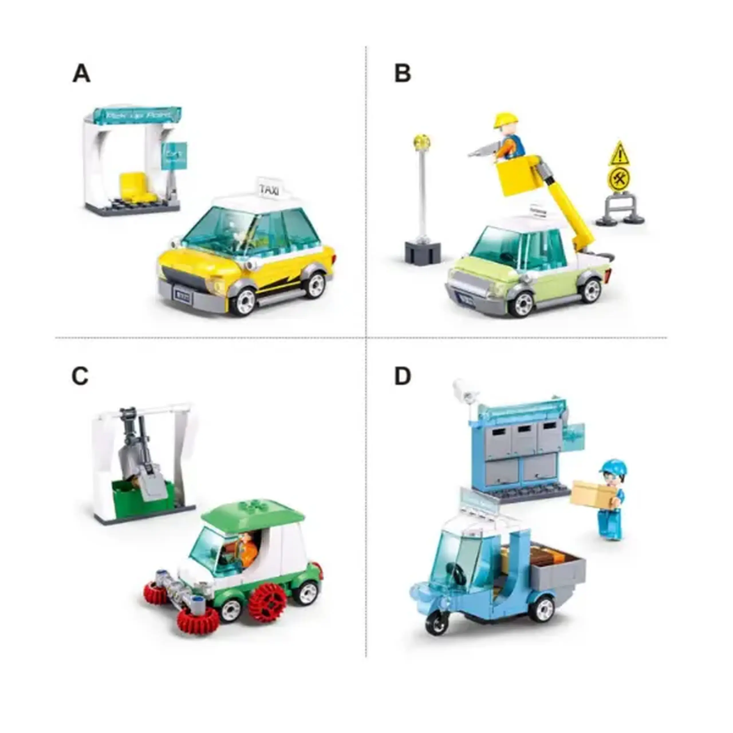 Set de construcție "Servicii urbane", 4 modele, de la 94 pînă la 105 elem.