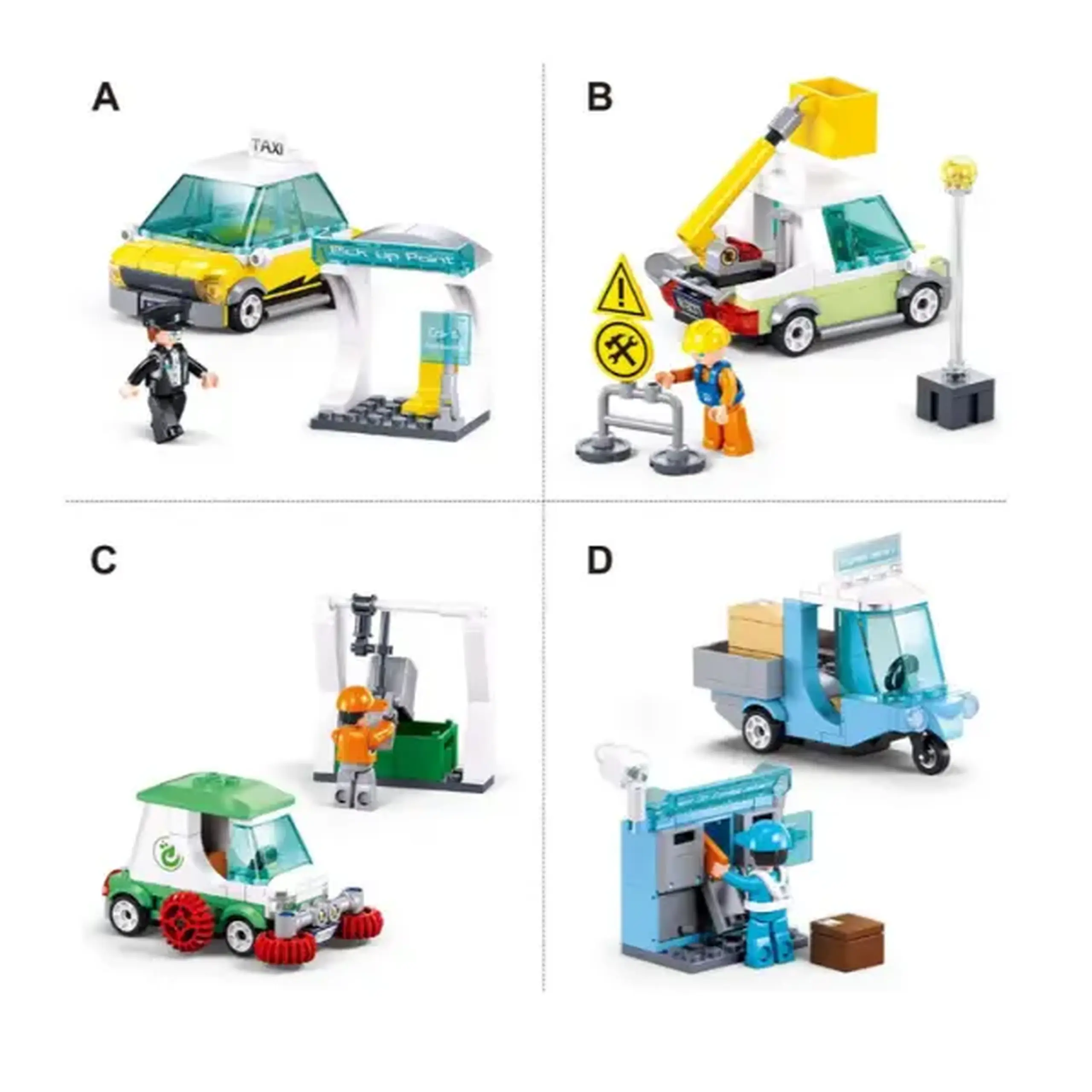 Set de construcție "Servicii urbane", 4 modele, de la 94 pînă la 105 elem.