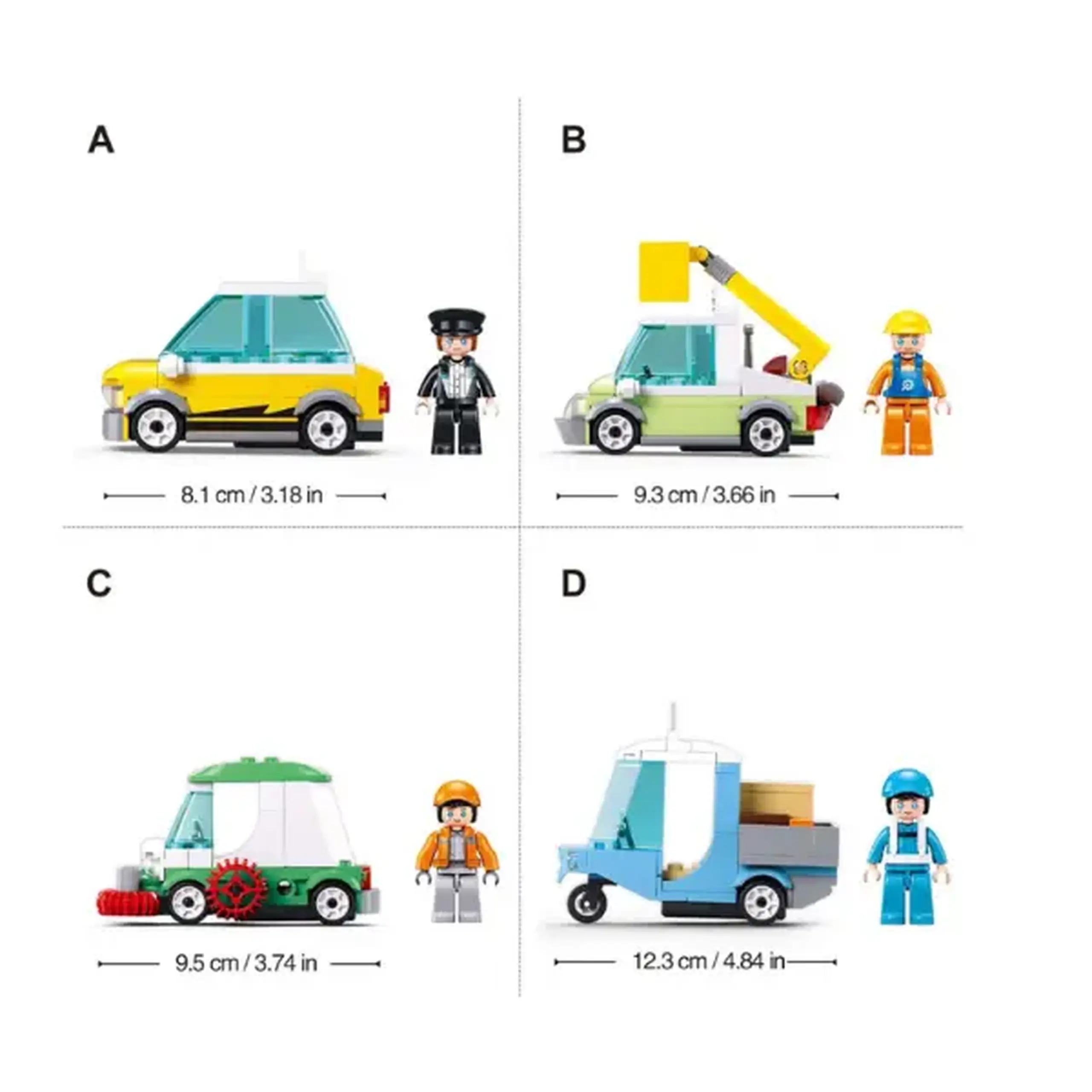 Set de construcție "Servicii urbane", 4 modele, de la 94 pînă la 105 elem.