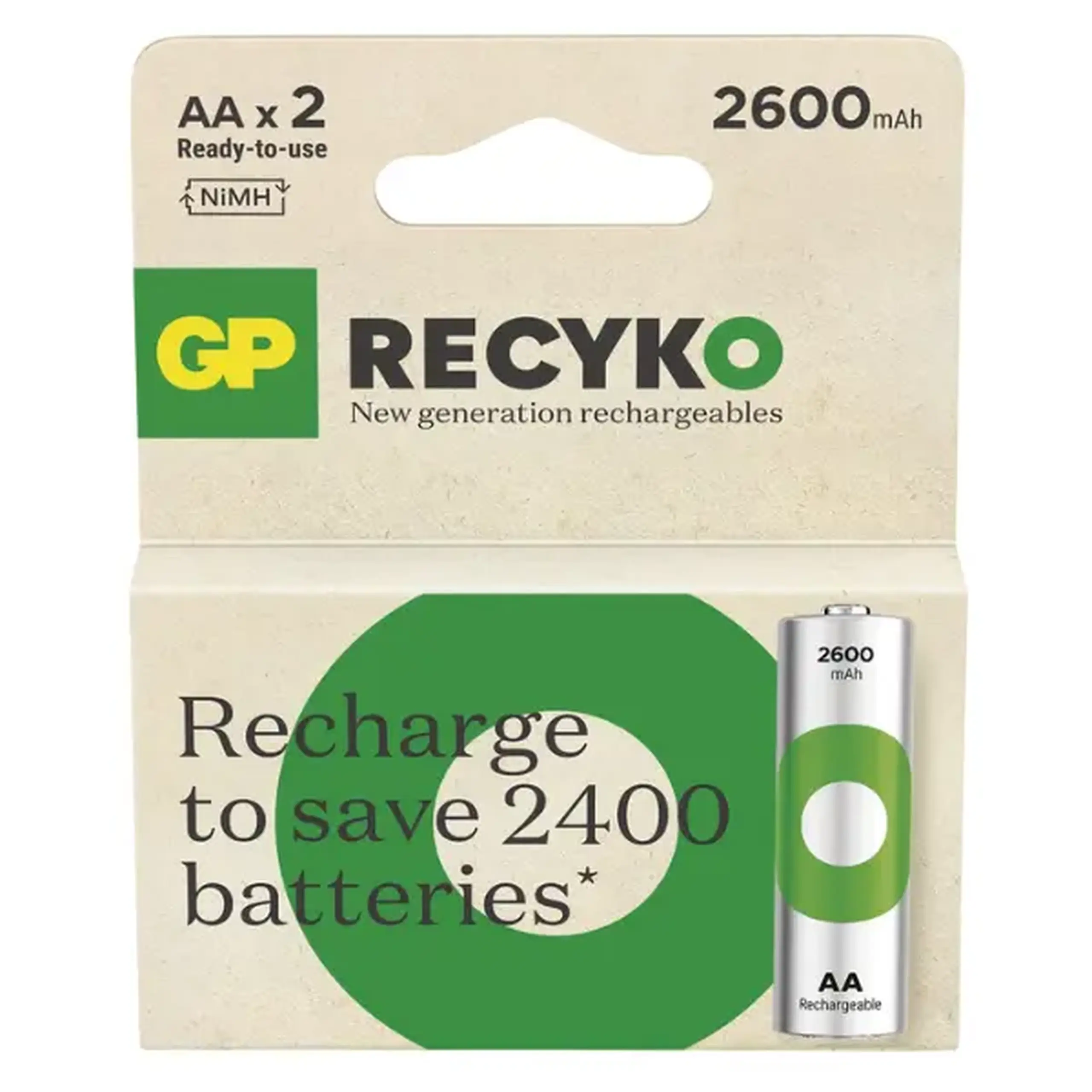 Baterie GP ReCyko AA 2600 mAh, reîncărcabile, 2 buc.