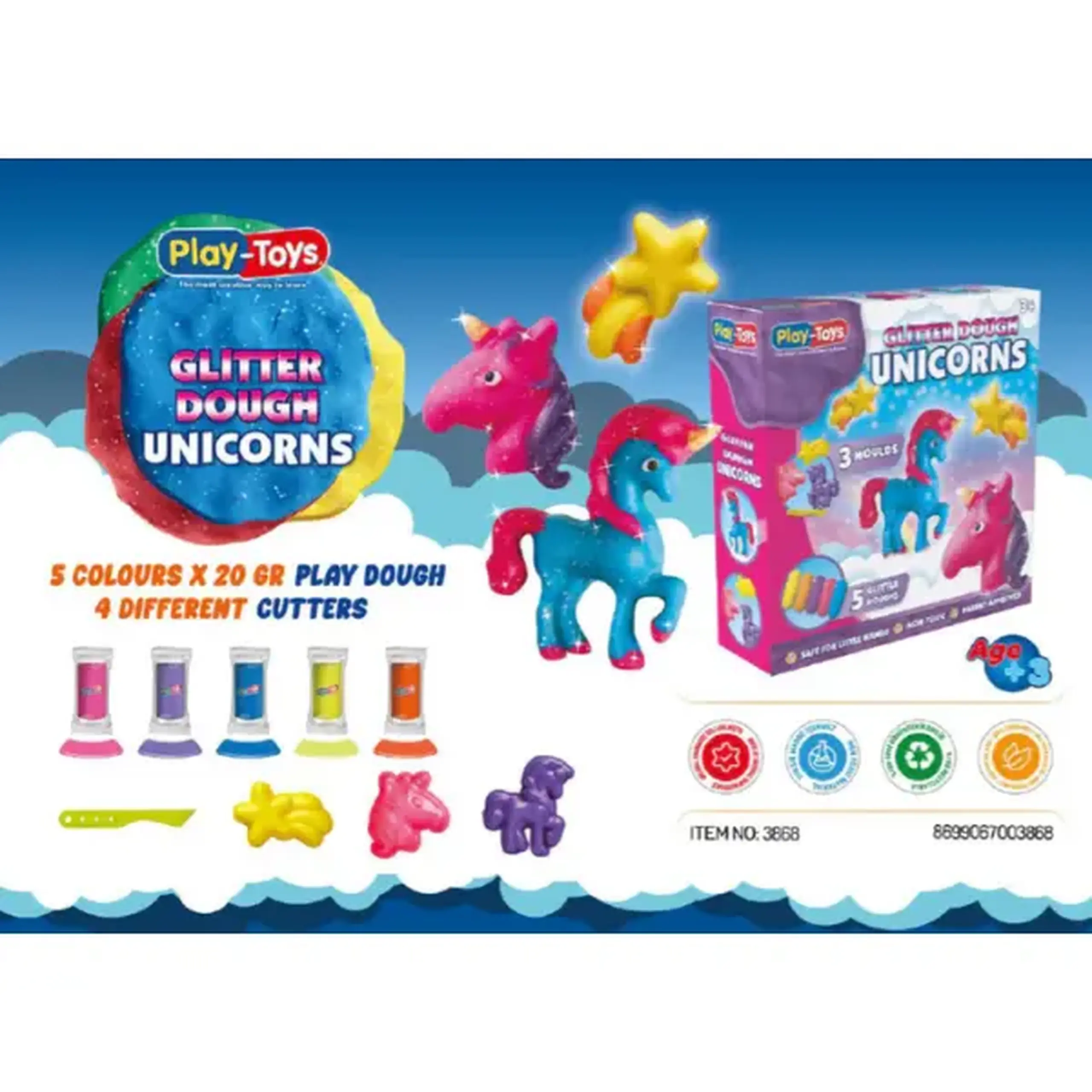 Set de modelare "Unicorn Strălucitor" – 5 culori și forme
