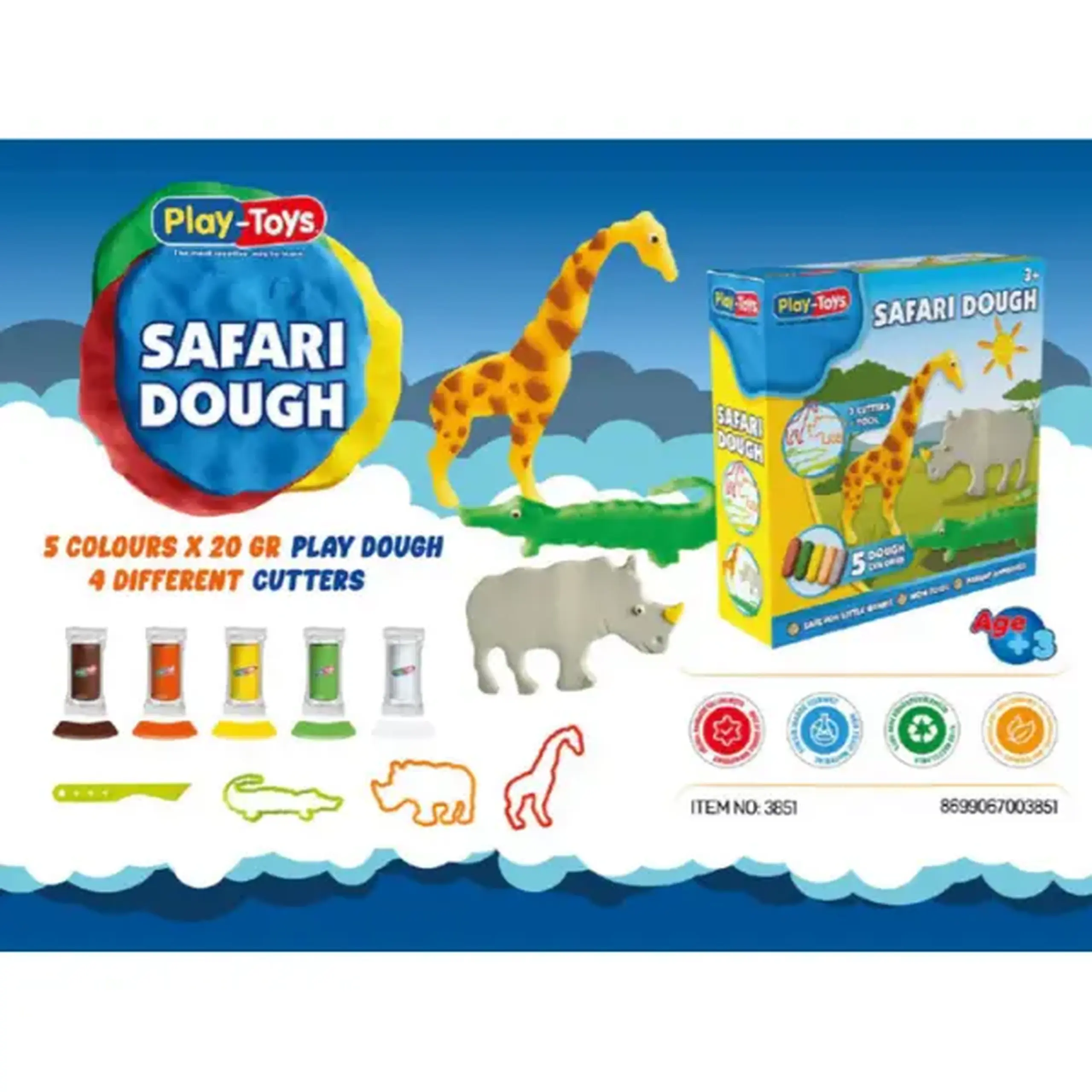 Set de modelare "Safari" – 5 culori și forme de animale