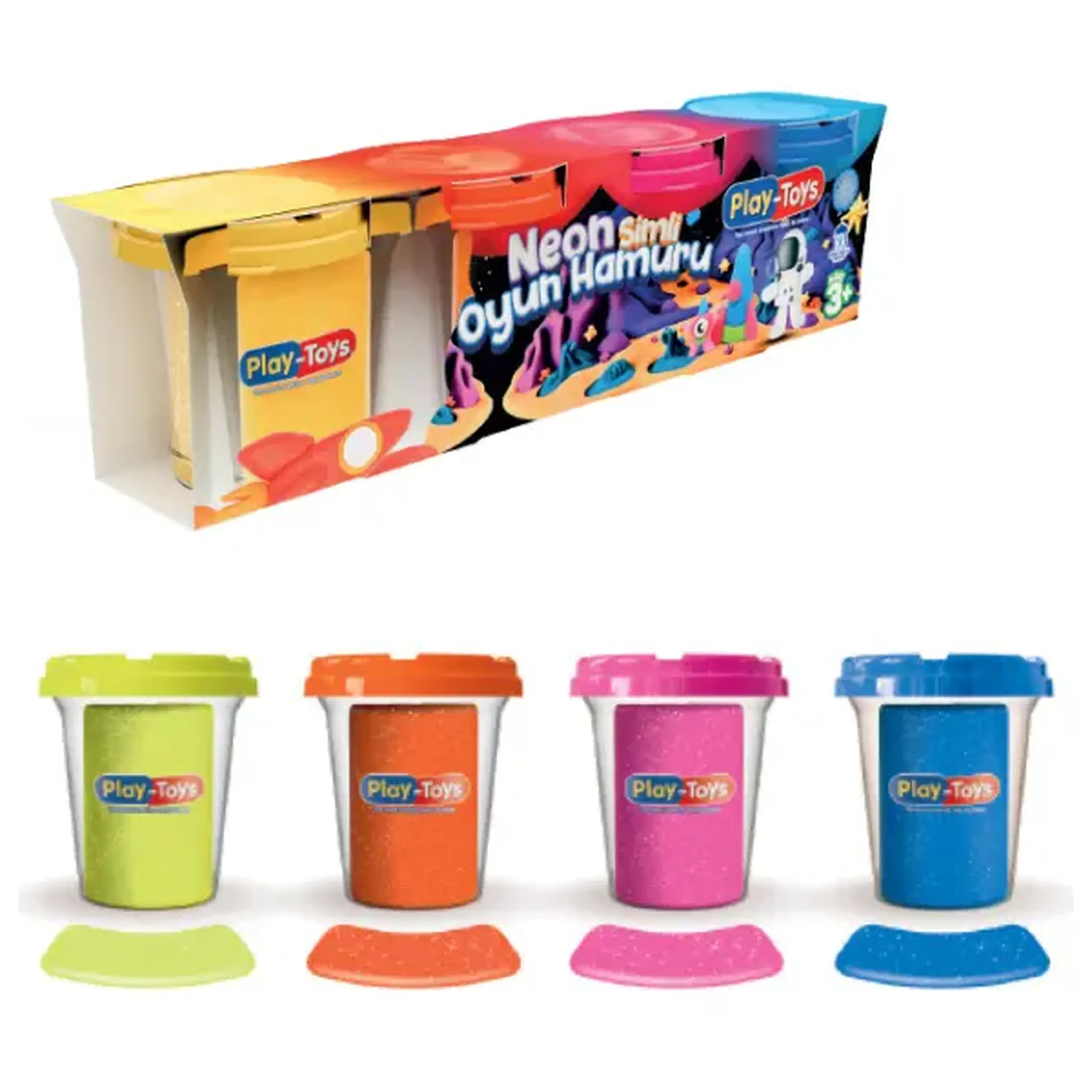 Set de plastilină în tub, neon, 4 buc.